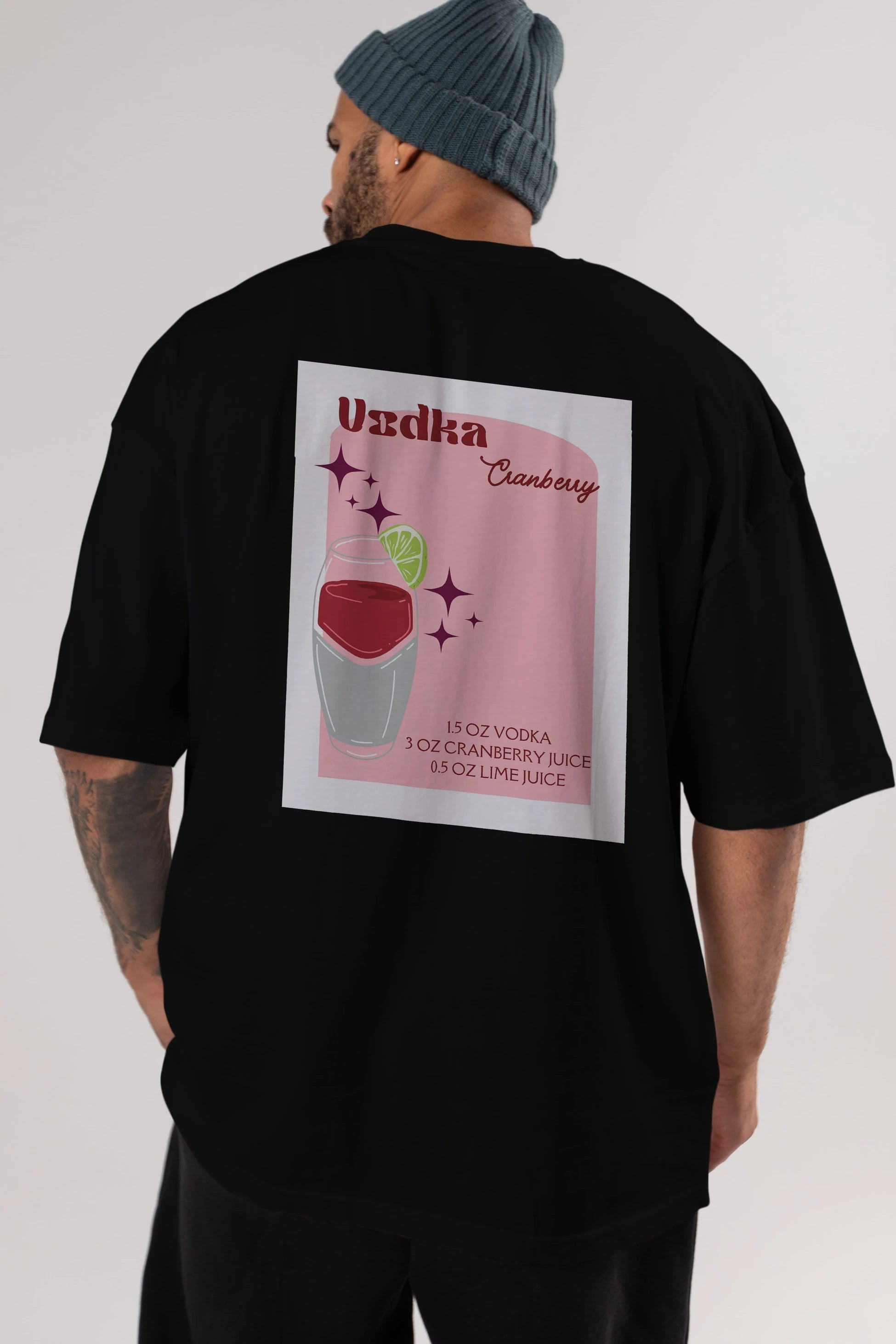 Vodka Cranberry 2 Arka Baskılı Oversize t-shirt Erkek Kadın Unisex %100 Pamuk Bisiklet Yaka tişort