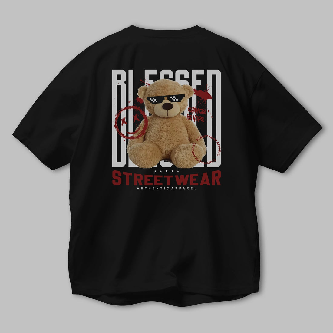 Blessed Bear Arka Baskılı Oversize t-shirt Erkek Kadın Unisex