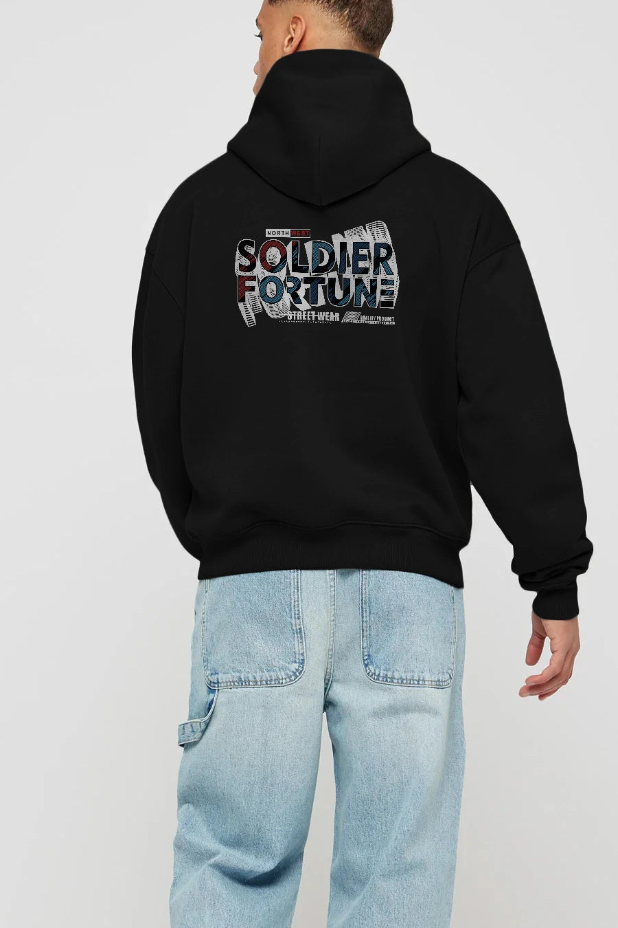 Soldier Fortune Arka Baskılı Hoodie Oversize Kapüşonlu Sweatshirt Erkek Kadın Unisex