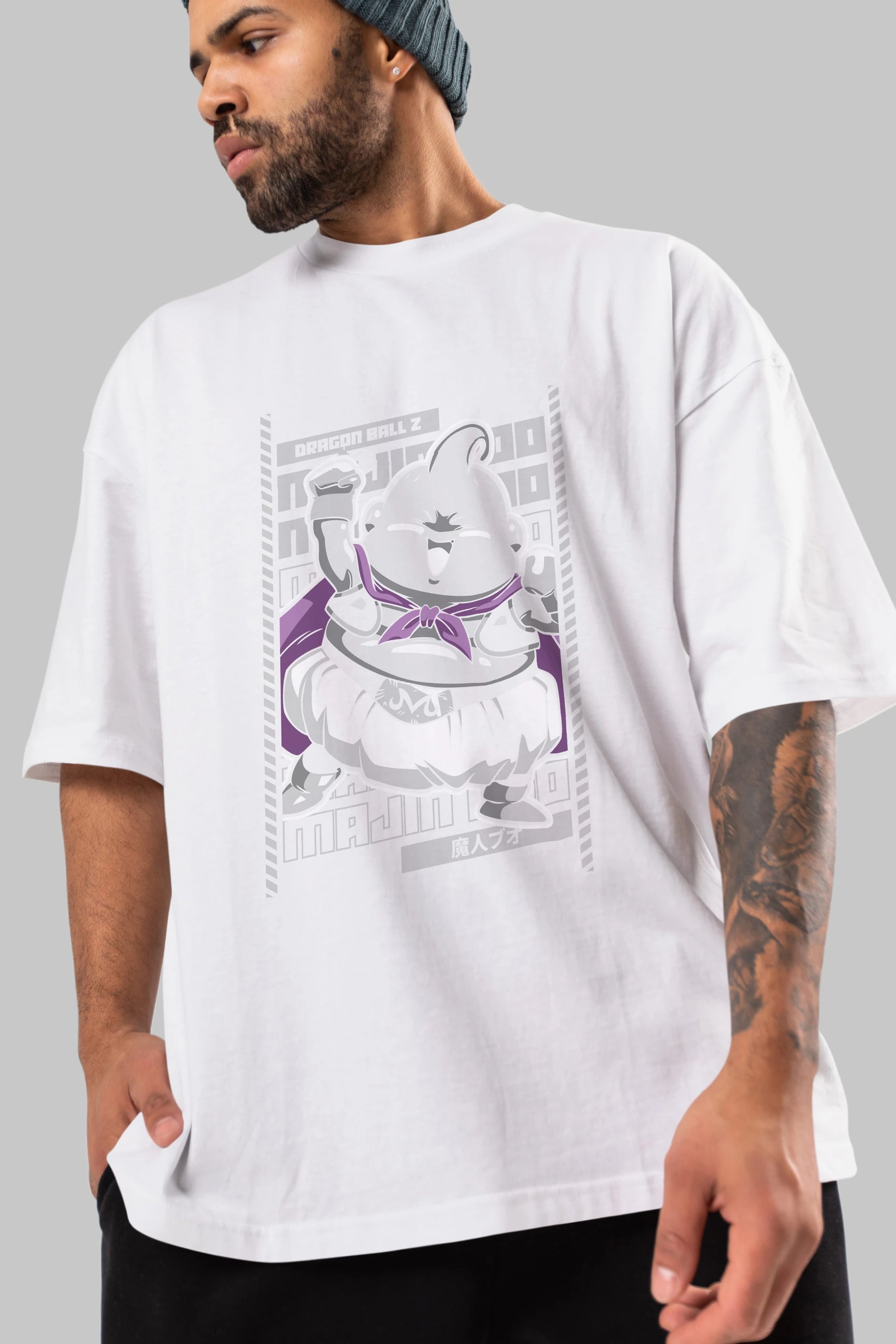 MAJIN BOO2 Anime Ön Baskılı Oversize t-shirt %100 pamuk Erkek Kadın Unisex
