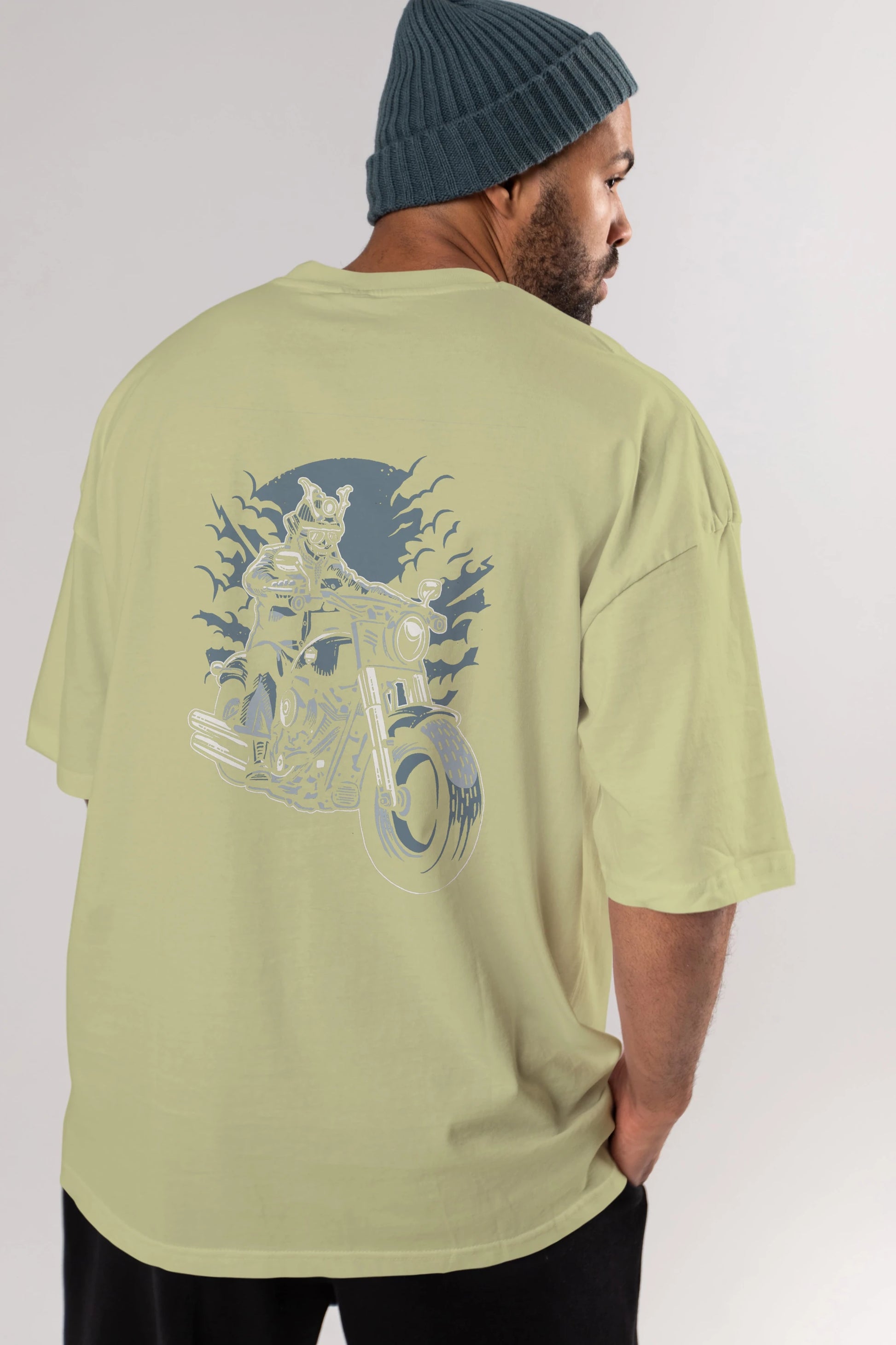 Samurai Ride Arka Baskılı Oversize t-shirt Erkek Kadın Unisex %100 Pamuk