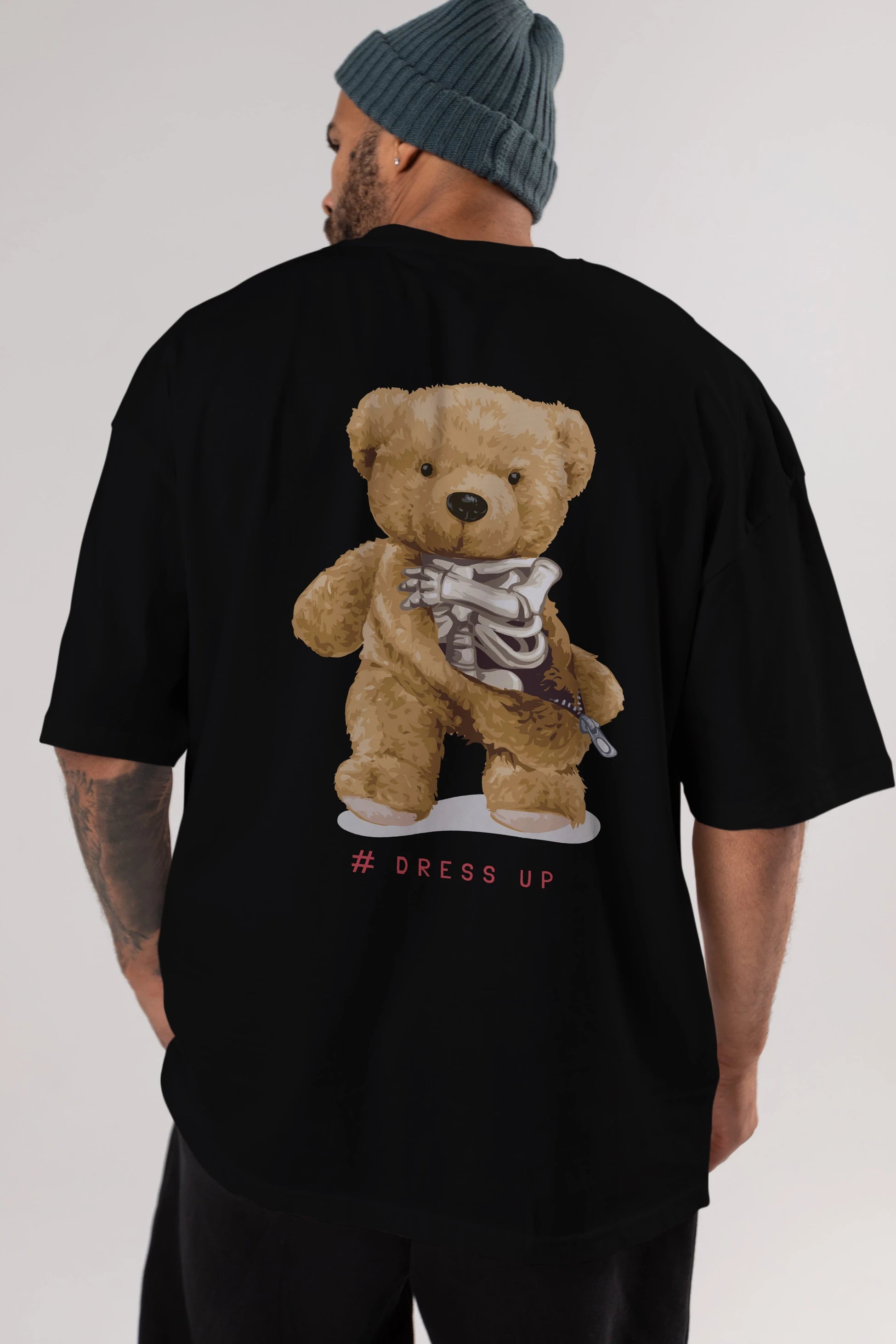 Teddy Bear Dress Up Arka Baskılı Oversize t-shirt Erkek Kadın Unisex %100 Pamuk