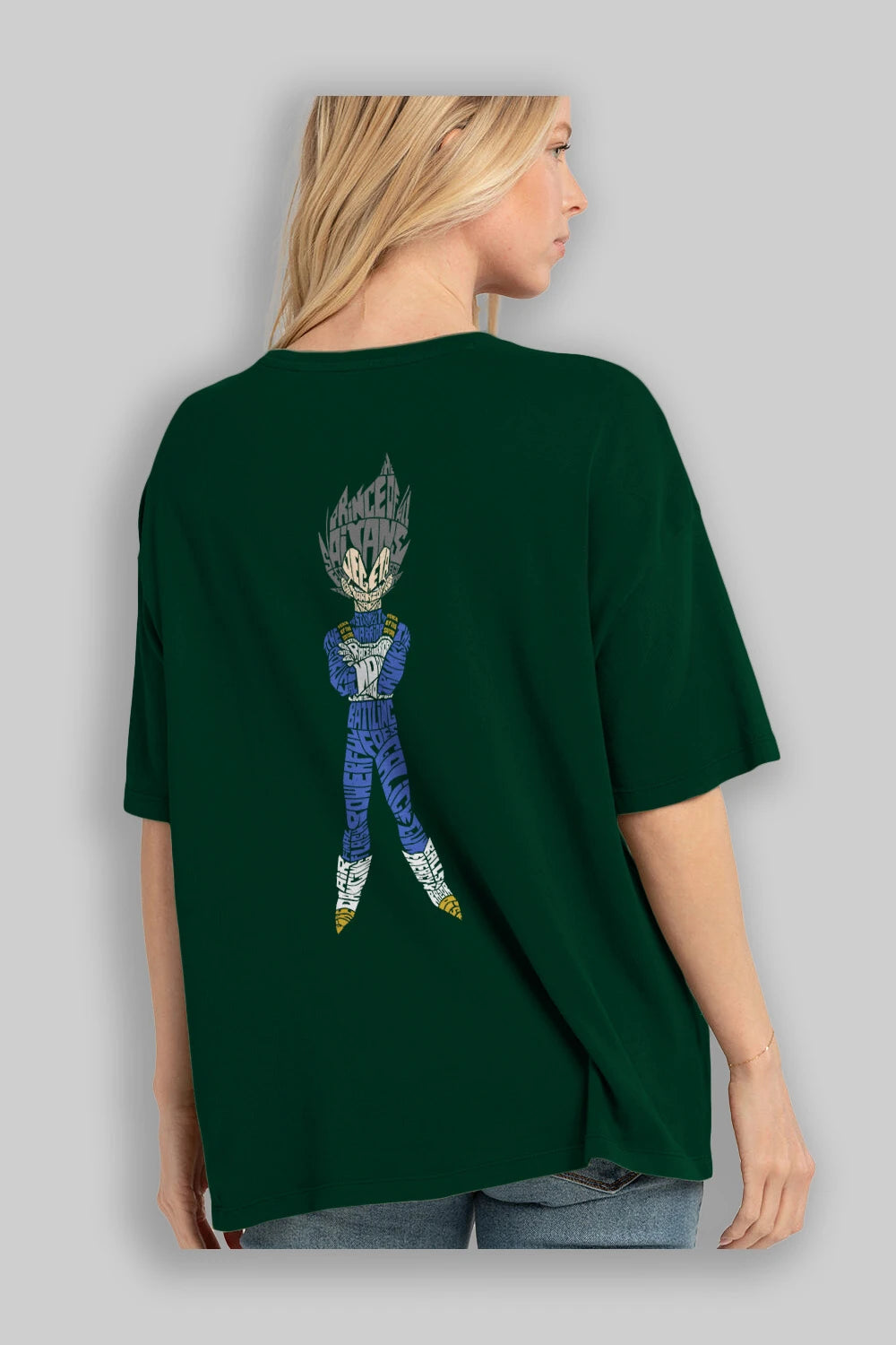 Vegeta Arka Baskılı Oversize t-shirt %100 pamuk Erkek Kadın Unisex