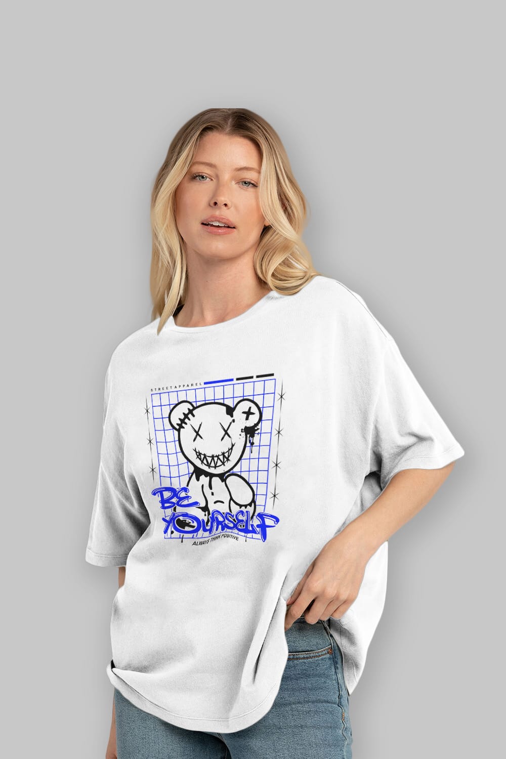 Teddy Bear Be Yourself Ön Baskılı Oversize t-shirt Erkek Kadın Unisex