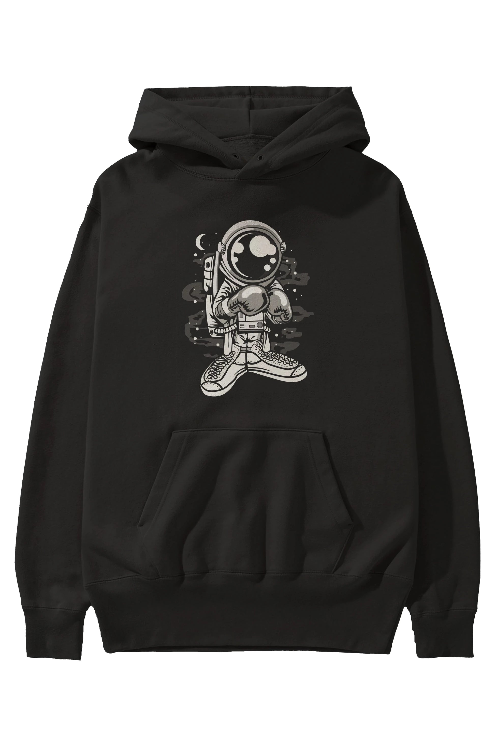Astronaut Boxer Ön Baskılı Hoodie Oversize Kapüşonlu Sweatshirt Erkek Kadın Unisex