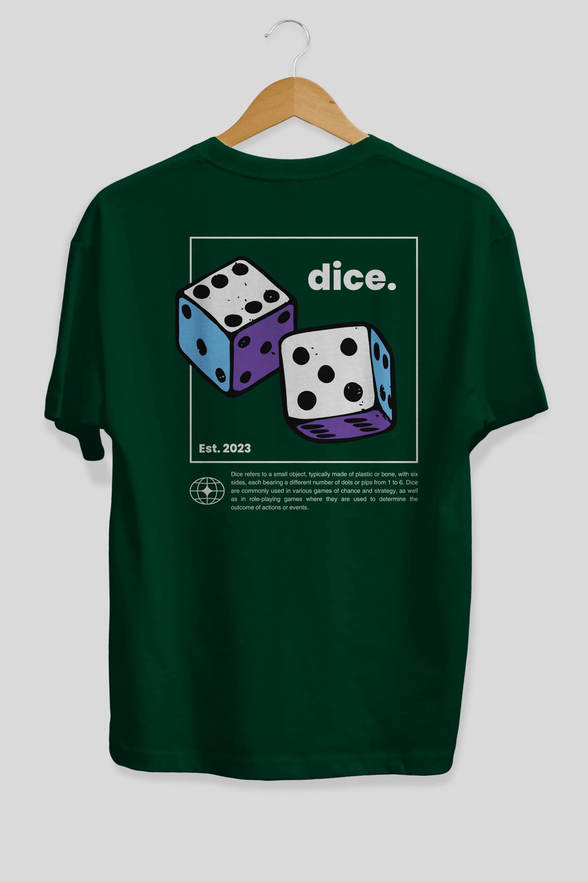 Dice Yazılı Arka Baskılı Oversize t-shirt Erkek Kadın Unisex
