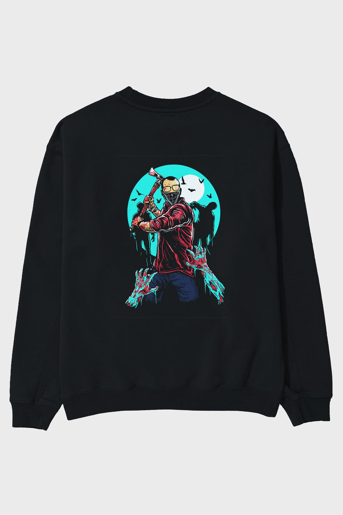 Zombie Killer Arka Baskılı Oversize Sweatshirt Erkek Kadın Unisex