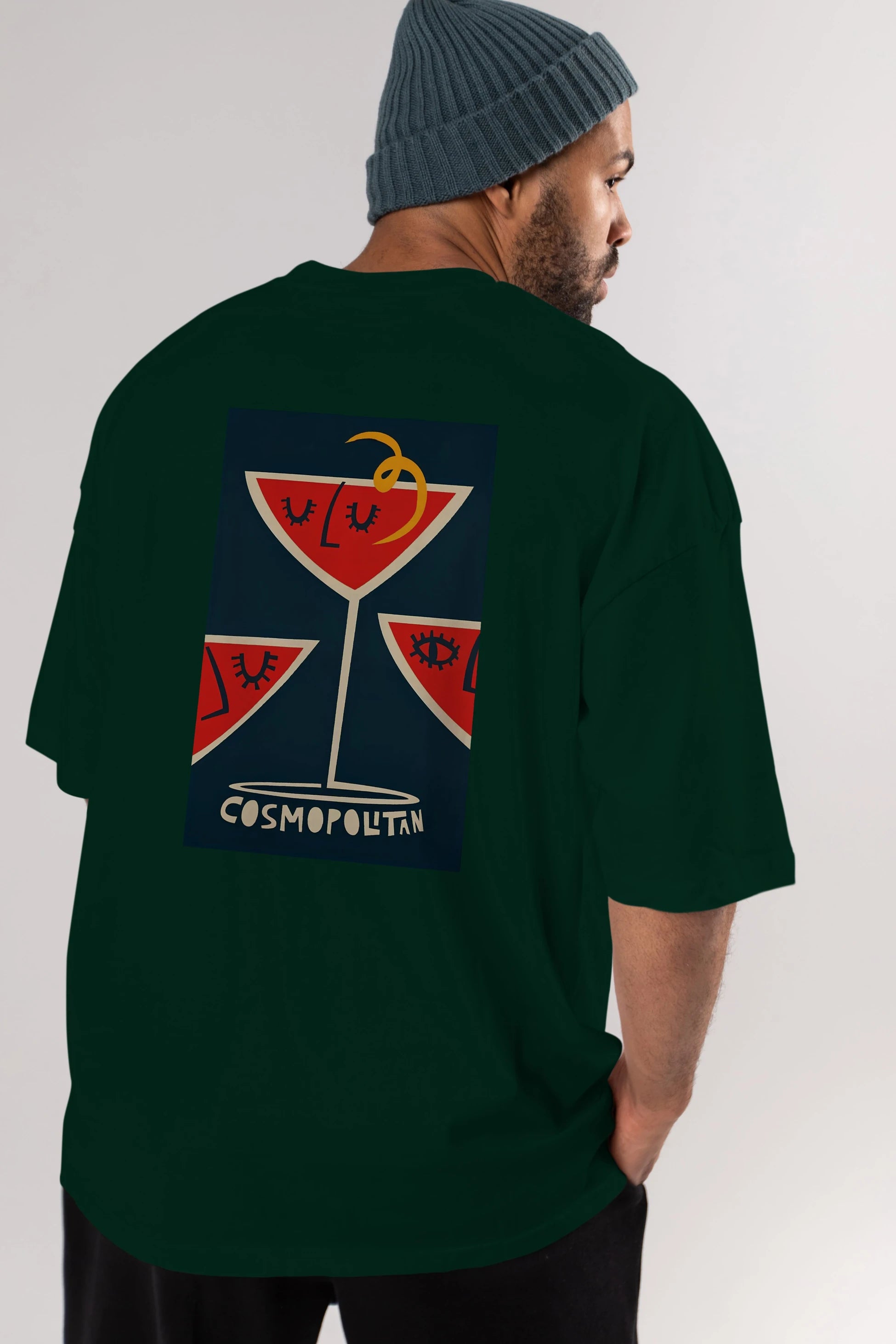 Cosmopolitan 4 Arka Baskılı Oversize t-shirt Erkek Kadın Unisex %100 Pamuk Bisiklet Yaka tişort