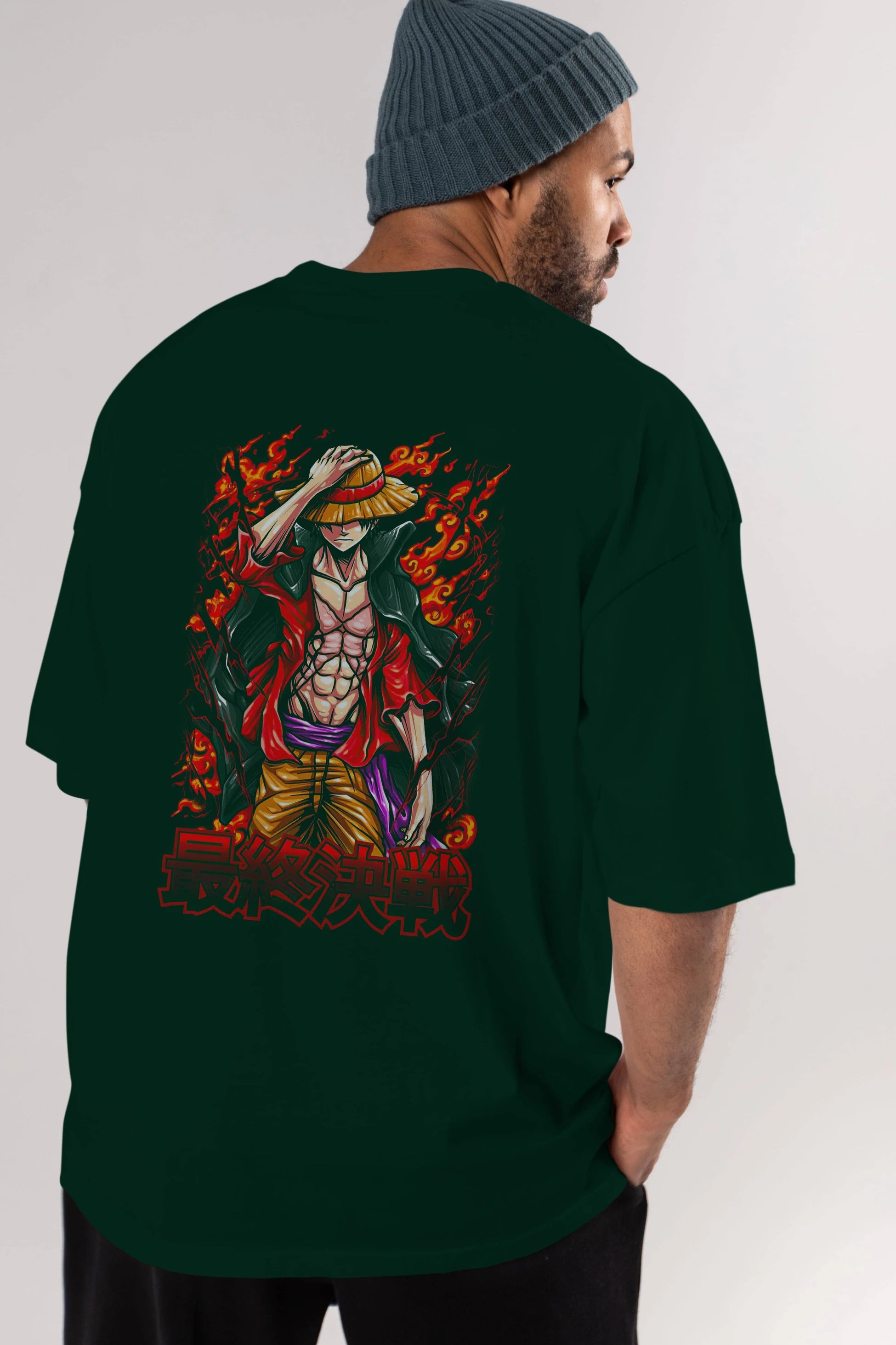 MONKEY D. LUFFY (3) Anime Arka Baskılı Oversize t-shirt Erkek Kadın Unisex