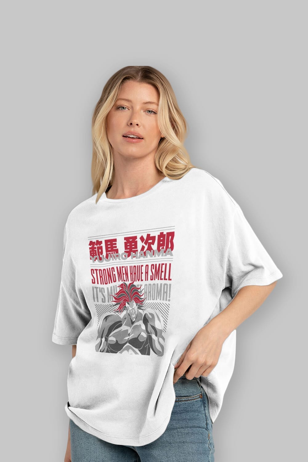 YUJIRO HANMA Anime Ön Baskılı Oversize t-shirt %100 pamuk Erkek Kadın Unisex