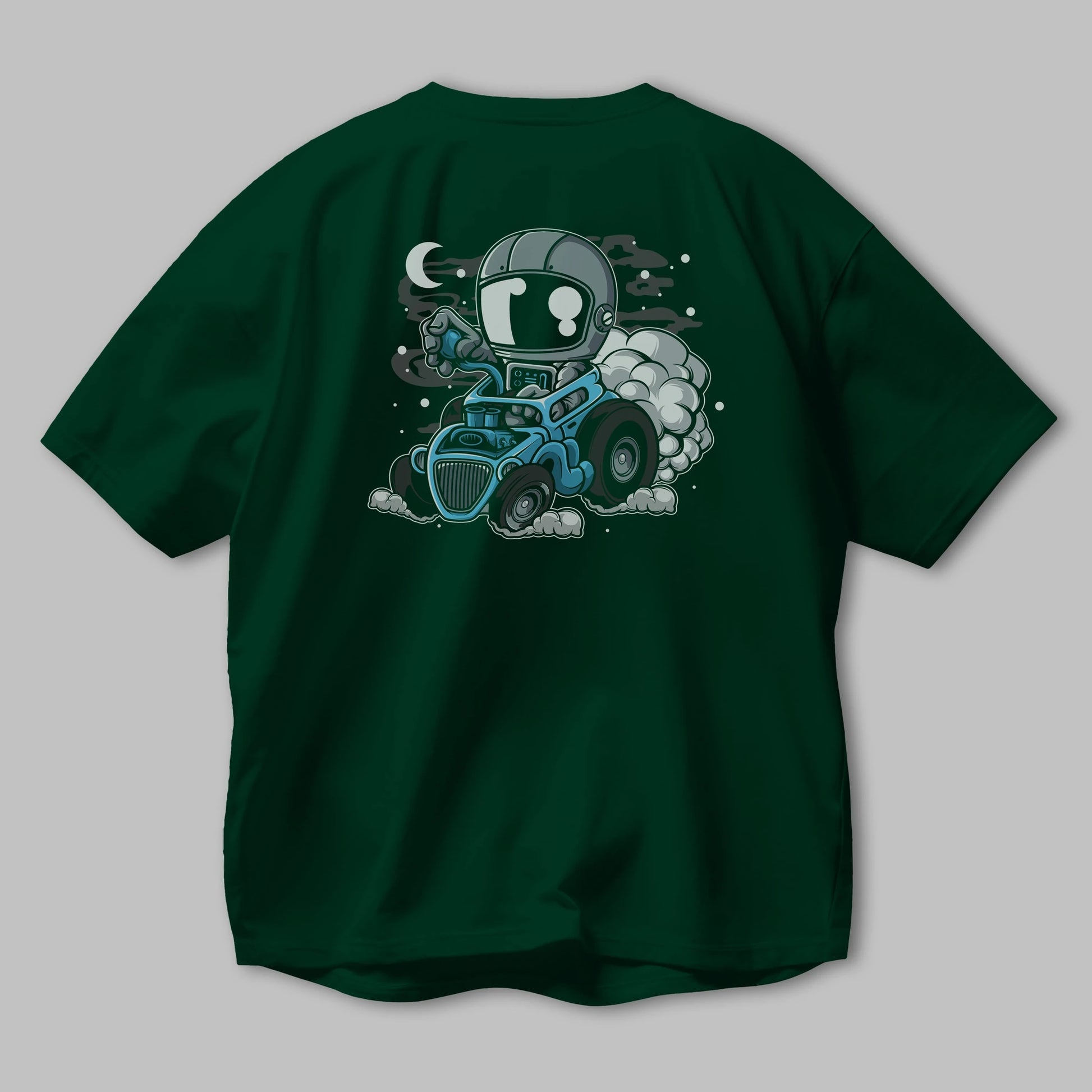 Astronaut Hotrod Arka Baskılı Oversize t-shirt Erkek Kadın Unisex