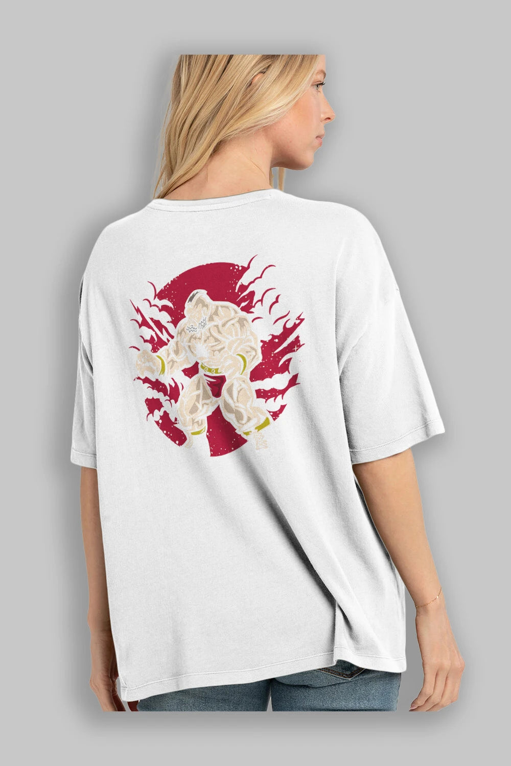 ZANGGIEF Arka Baskılı Oversize t-shirt Erkek Kadın Unisex %100 Pamuk