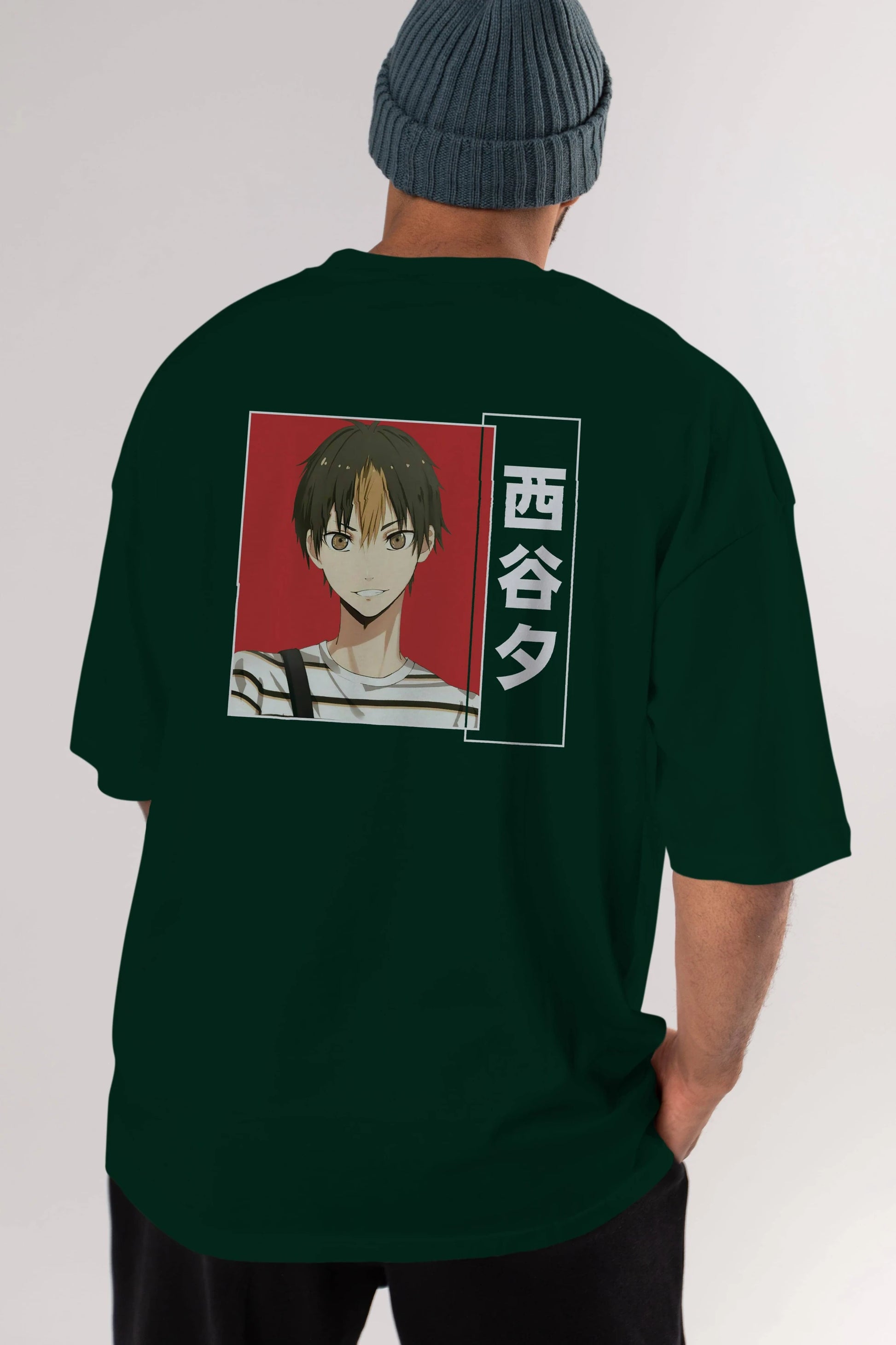 Yuu Nishinoya 1 Anime Arka Baskılı Oversize t-shirt Erkek Kadın Unisex
