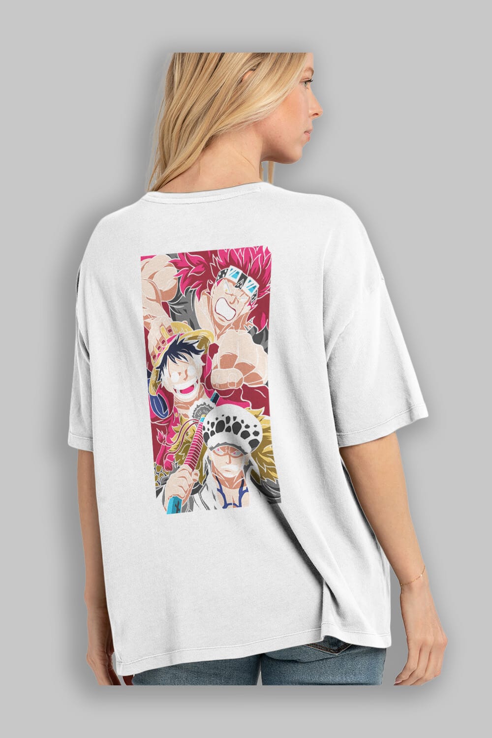 SUPER NOVAS one piece Anime Arka Baskılı Oversize t-shirt Erkek Kadın Unisex