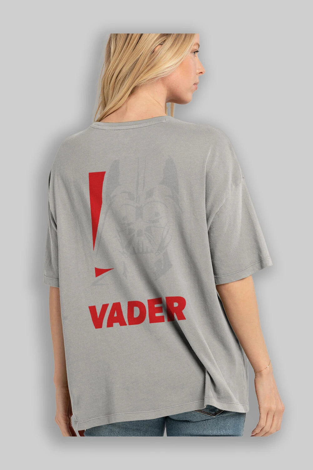 Darth Vader Arka Baskılı Oversize t-shirt Erkek Kadın Unisex %100 Pamuk Bisiklet Yaka tişort