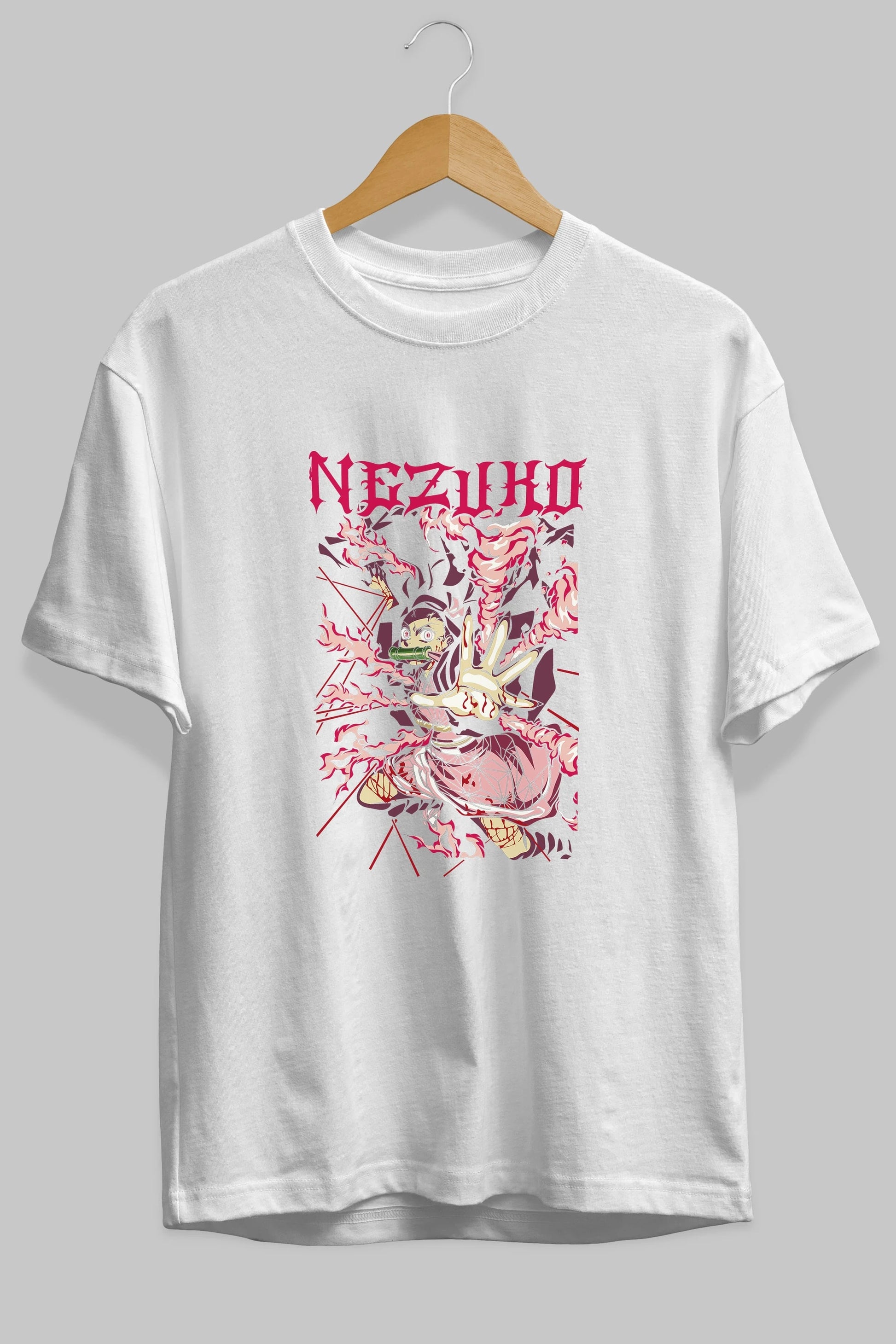 NEZUKO KAMADO Anime Ön Baskılı Oversize t-shirt %100 pamuk Erkek Kadın Unisex