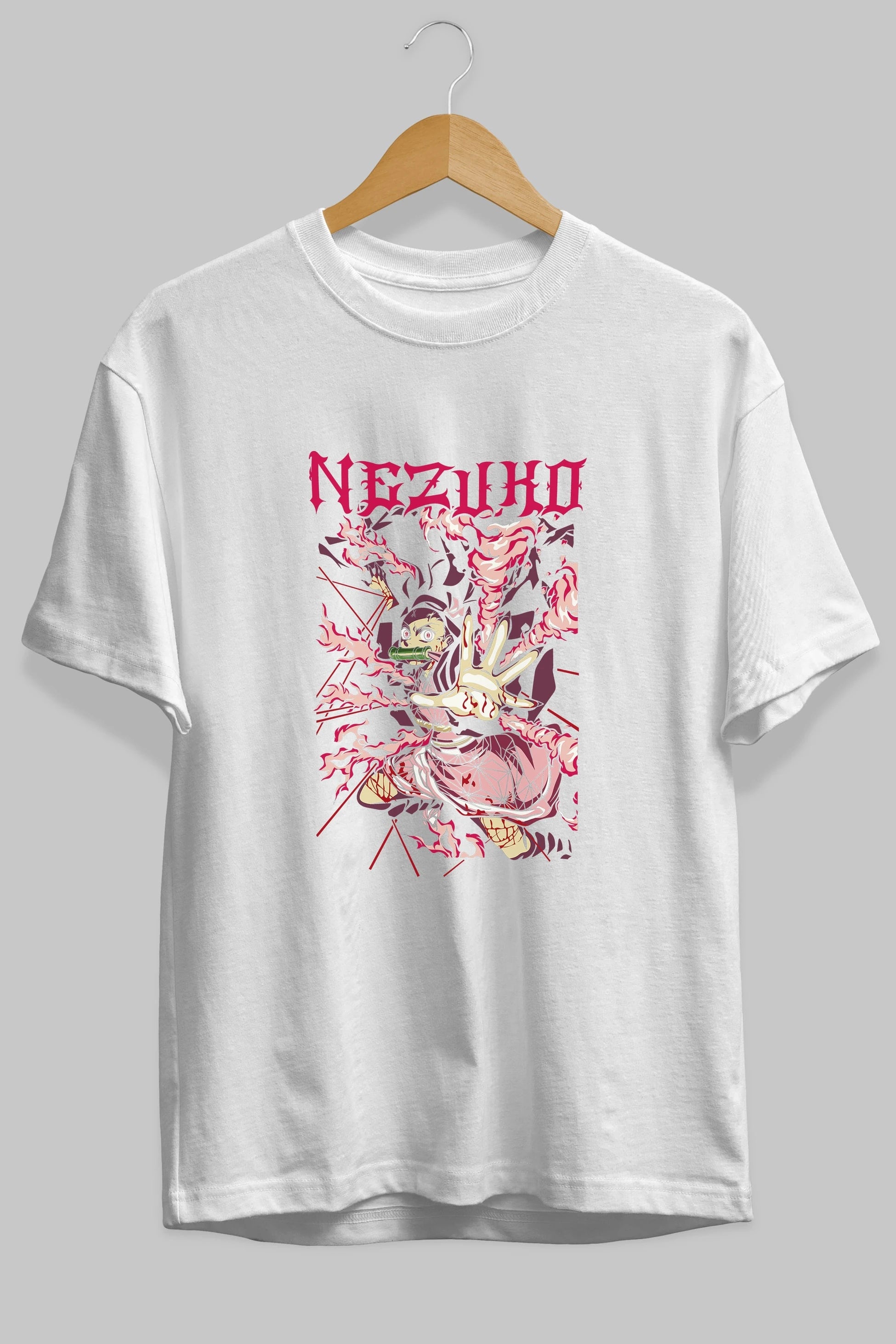 NEZUKO KAMADO Anime Ön Baskılı Oversize t-shirt %100 pamuk Erkek Kadın Unisex