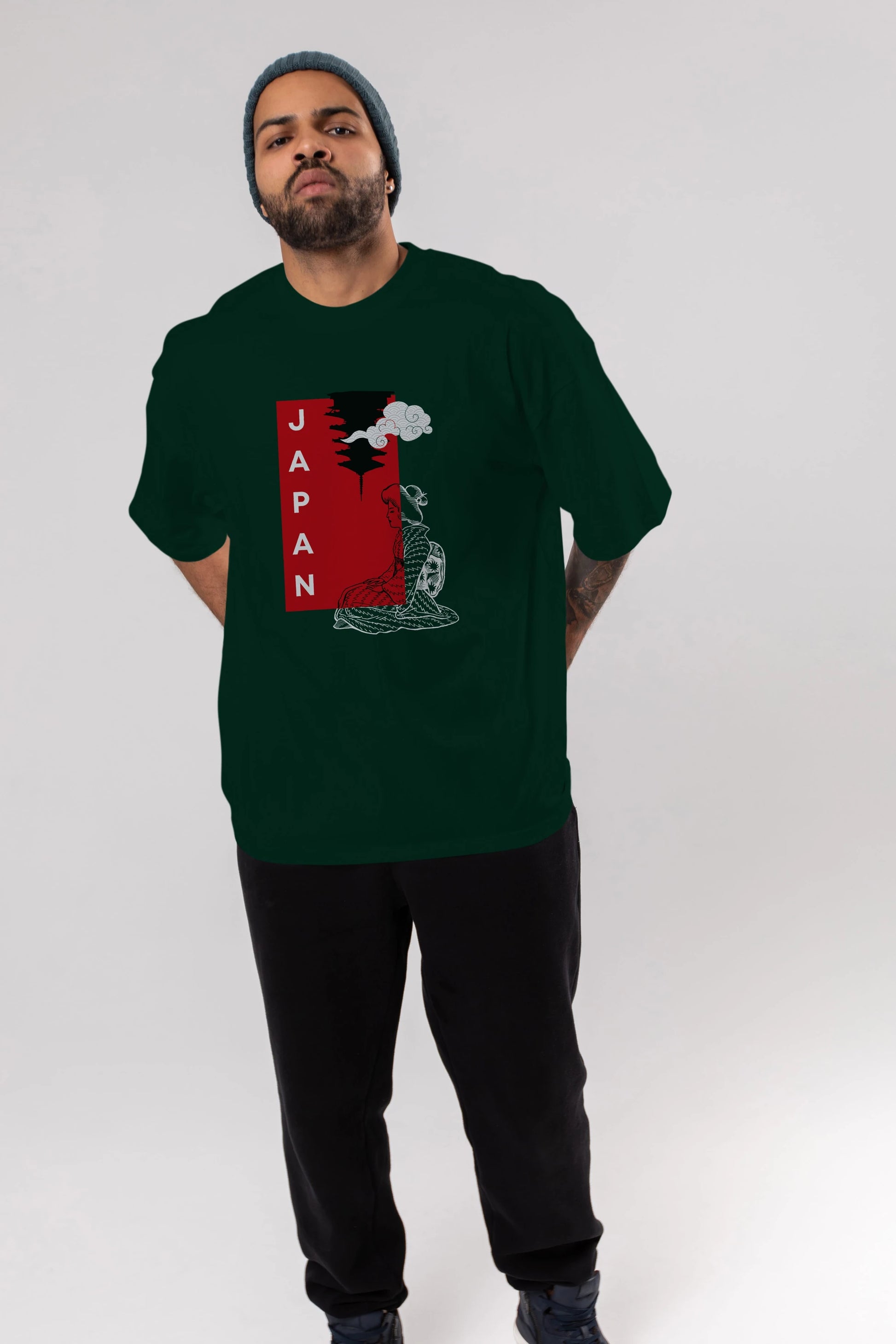 Japan Yazılı Streetwear Ön Baskılı Oversize t-shirt Erkek Kadın Unisex