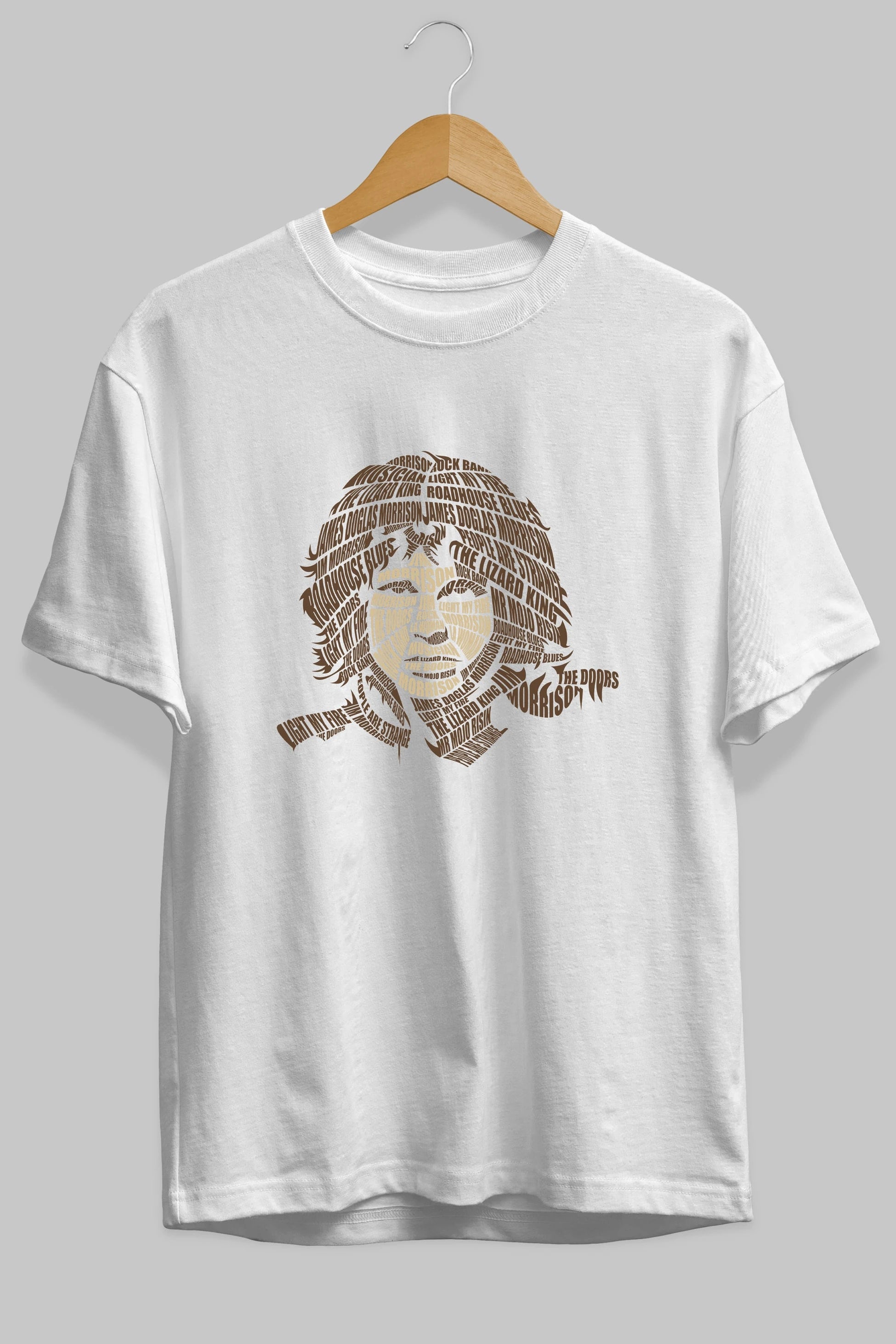 Jim Morrison Calligram Ön Baskılı Oversize t-shirt %100 pamuk Erkek Kadın Unisex