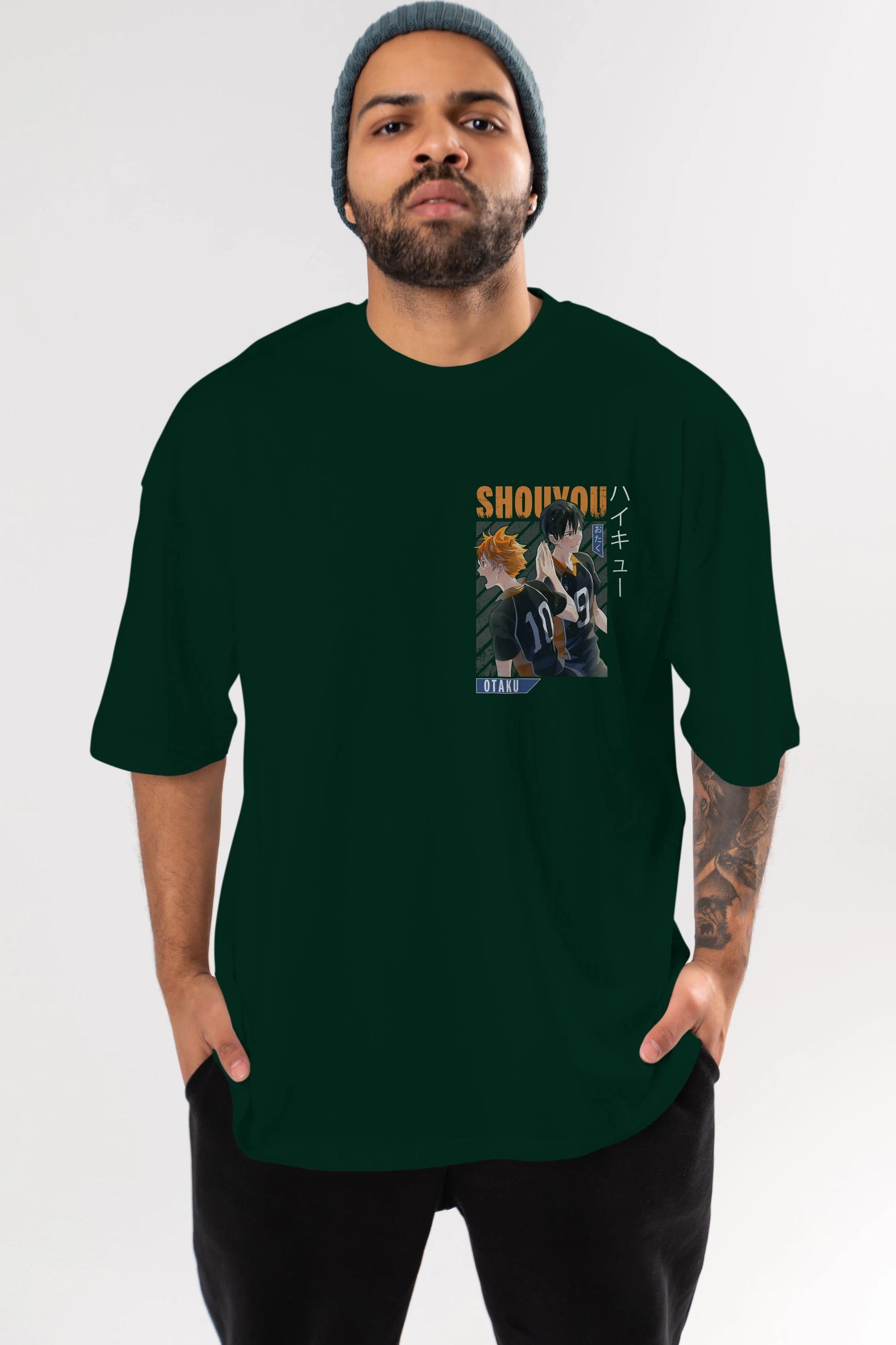 Shouyou Hinata 12 Ön Sol Baskılı Oversize t-shirt Erkek Kadın Unisex %100 Pamuk Bisiklet Yaka tişort