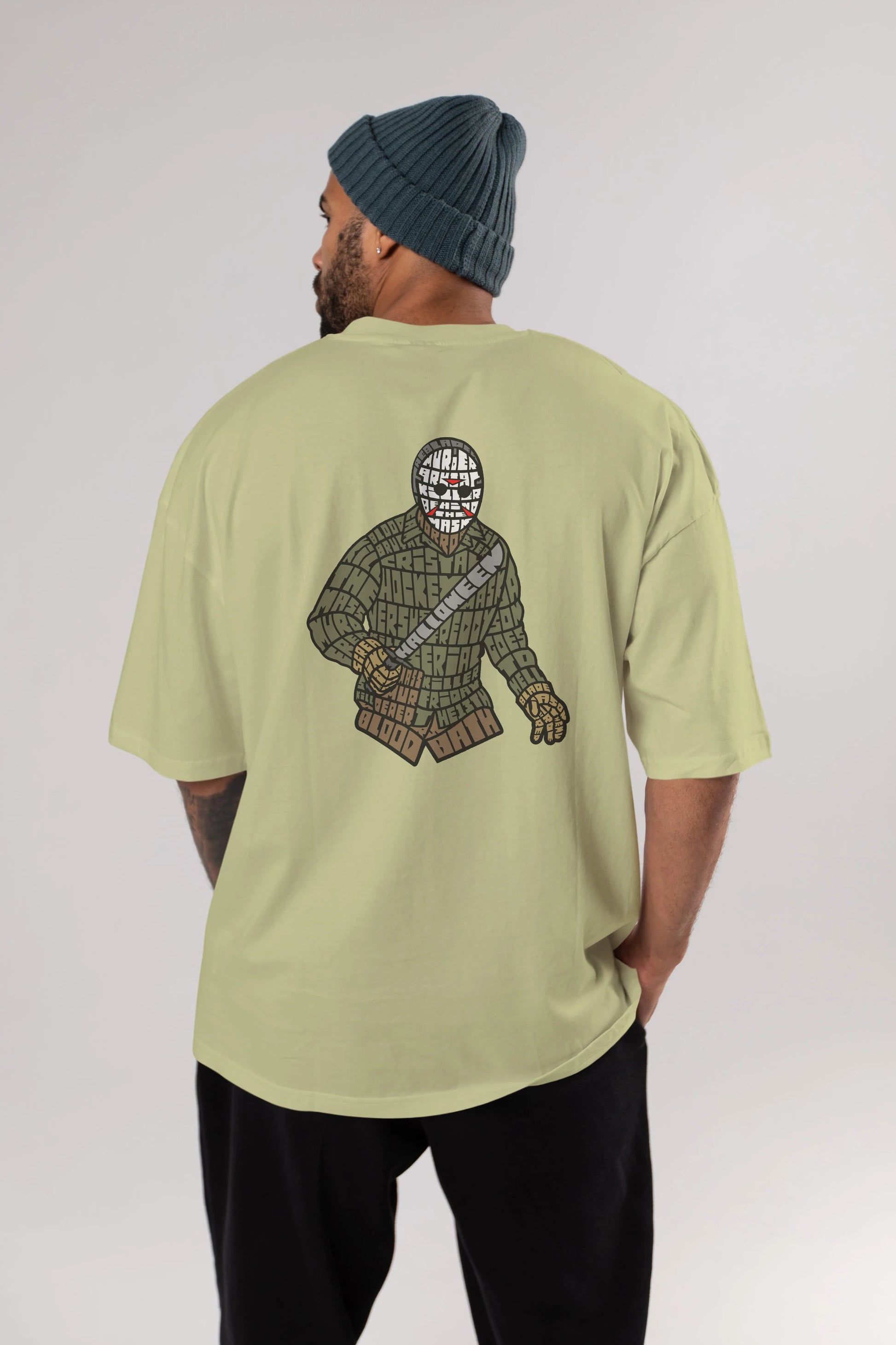 Jason Arka Baskılı Oversize t-shirt %100 pamuk Erkek Kadın Unisex