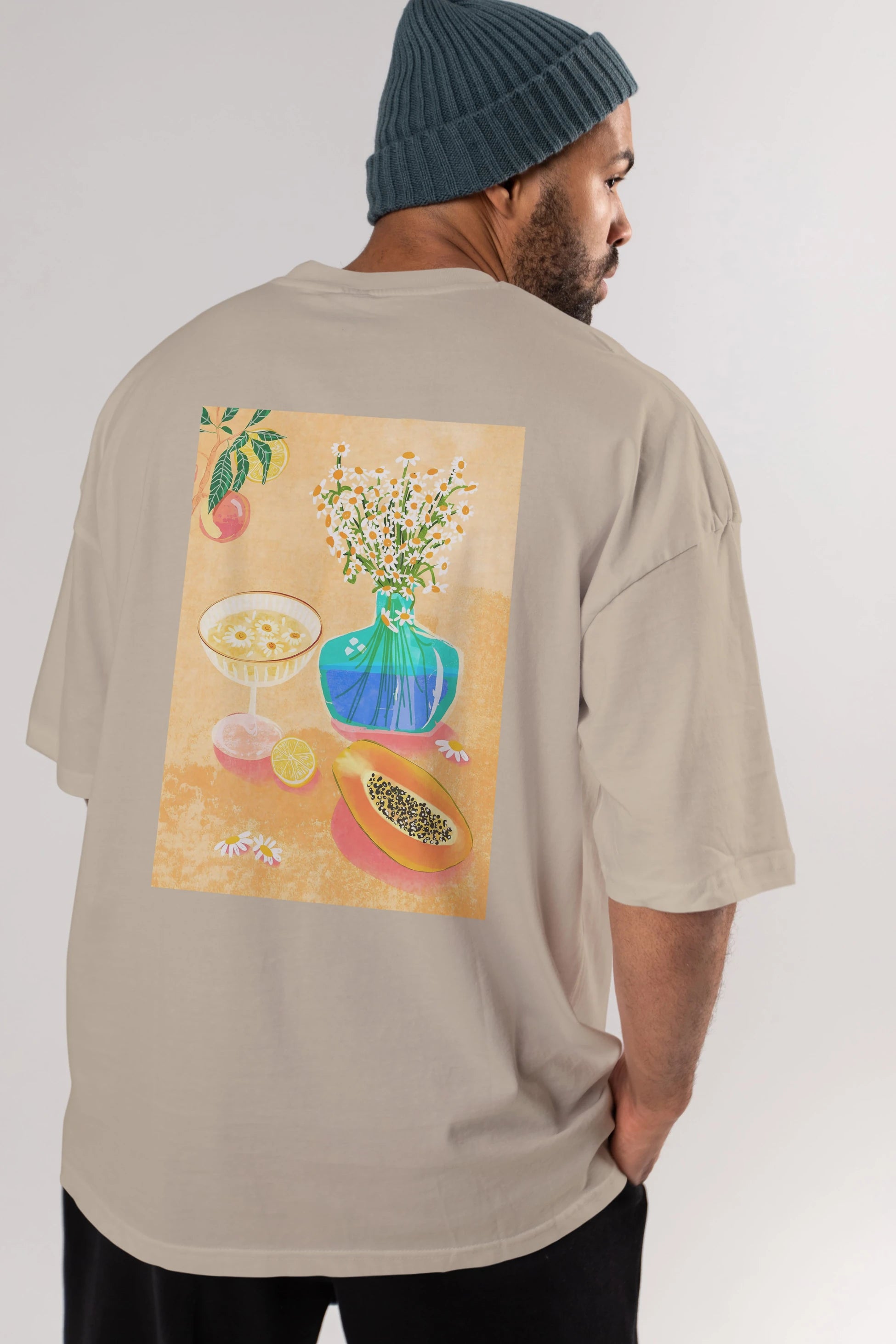 Cheers 2 Arka Baskılı Oversize t-shirt Erkek Kadın Unisex %100 Pamuk Bisiklet Yaka tişort