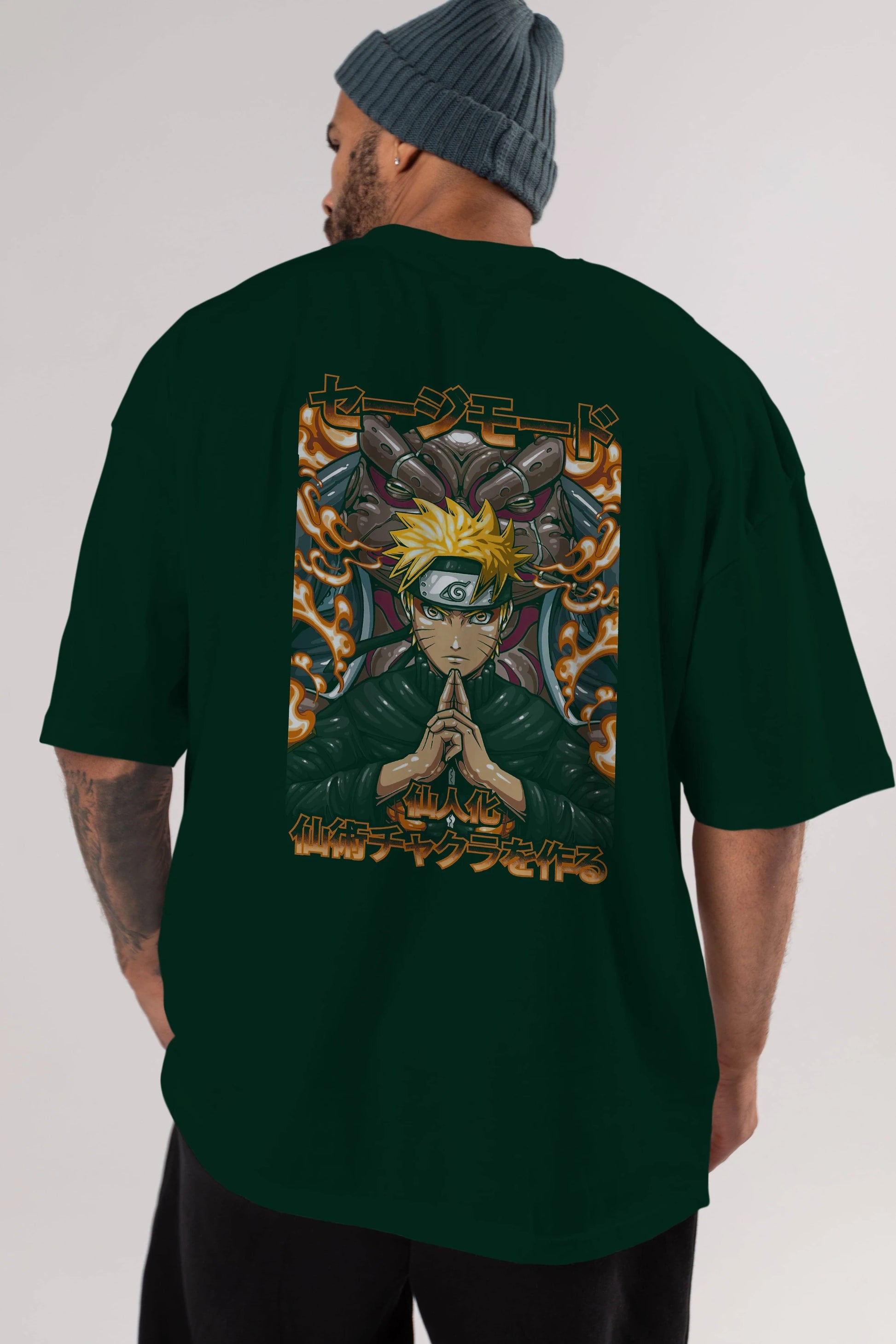 NARUTO (10) Anime Arka Baskılı Oversize t-shirt Erkek Kadın Unisex