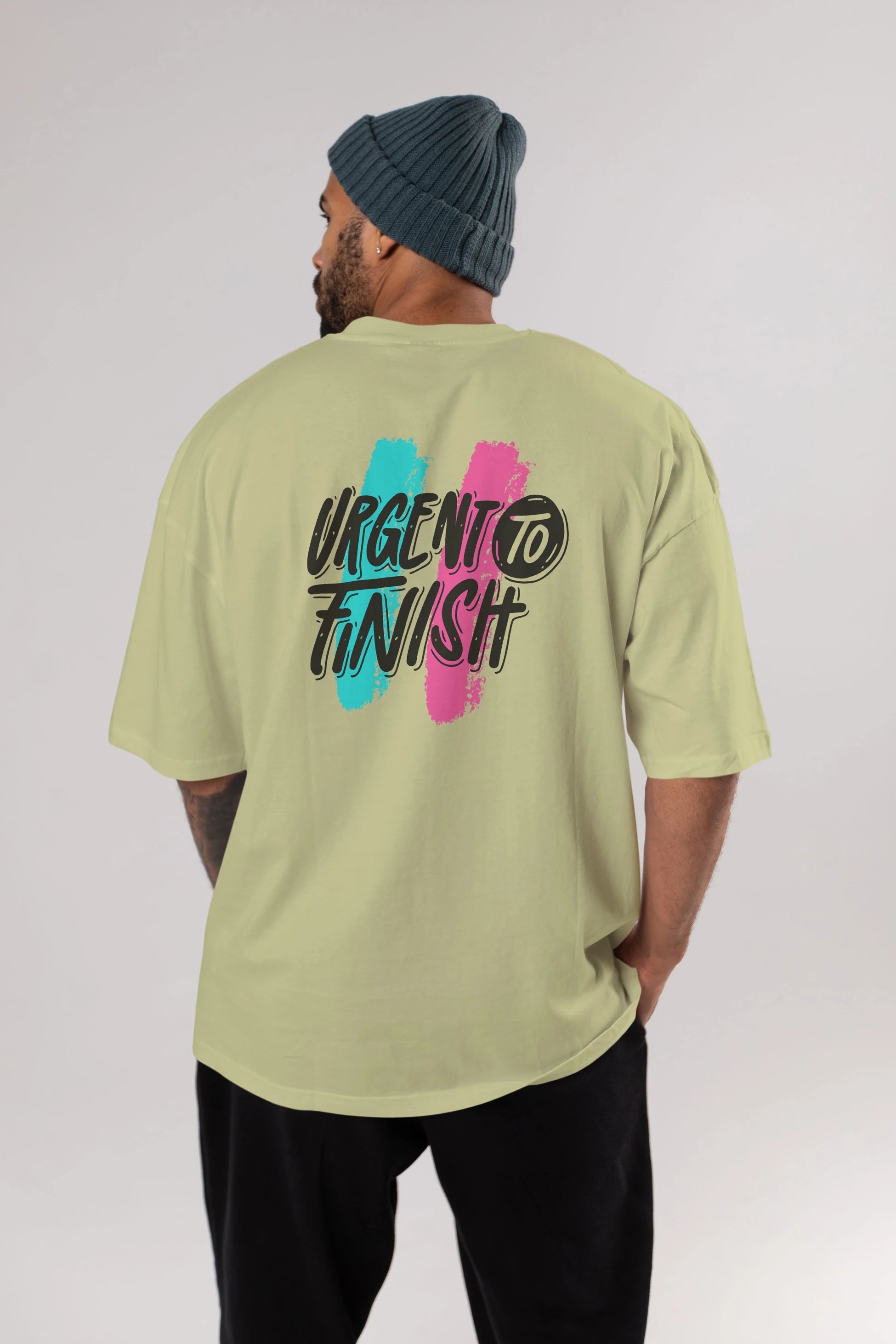 Urgent To Finish Arka Baskılı Oversize t-shirt Erkek Kadın Unisex