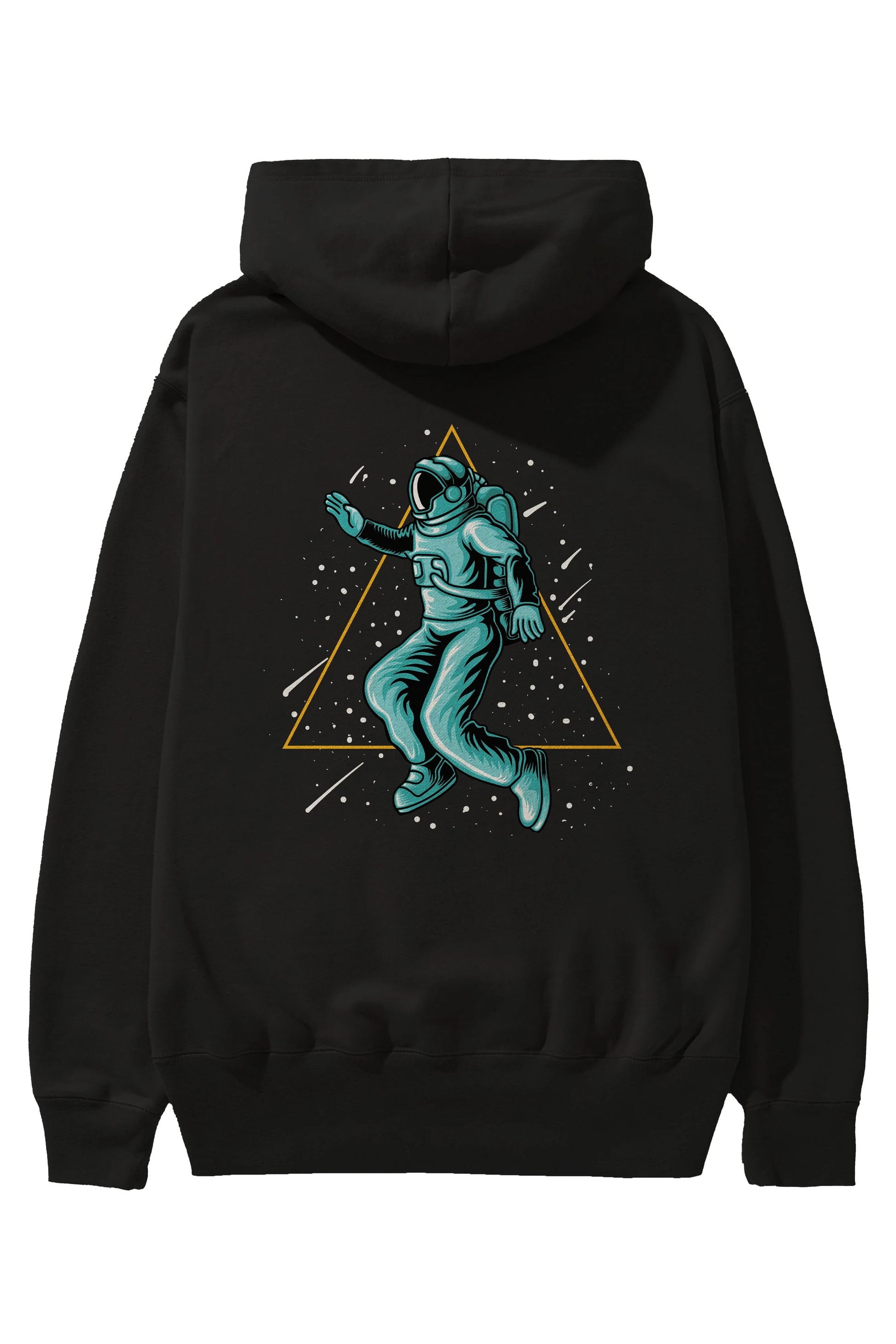 Astronaut Starry Triangle Arka Baskılı Hoodie Oversize Kapüşonlu Sweatshirt Erkek Kadın Unisex