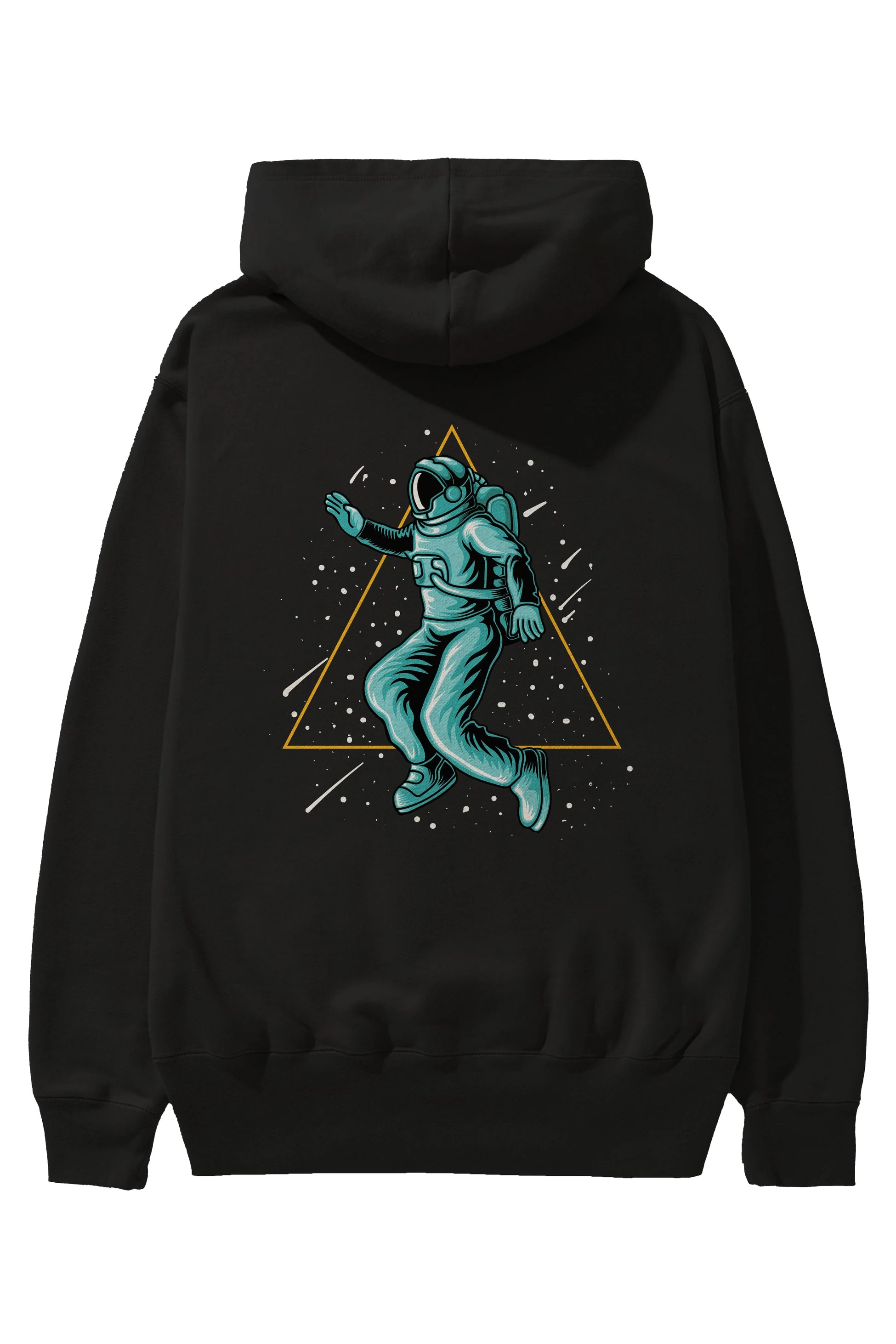 Astronaut Starry Triangle Arka Baskılı Hoodie Oversize Kapüşonlu Sweatshirt Erkek Kadın Unisex