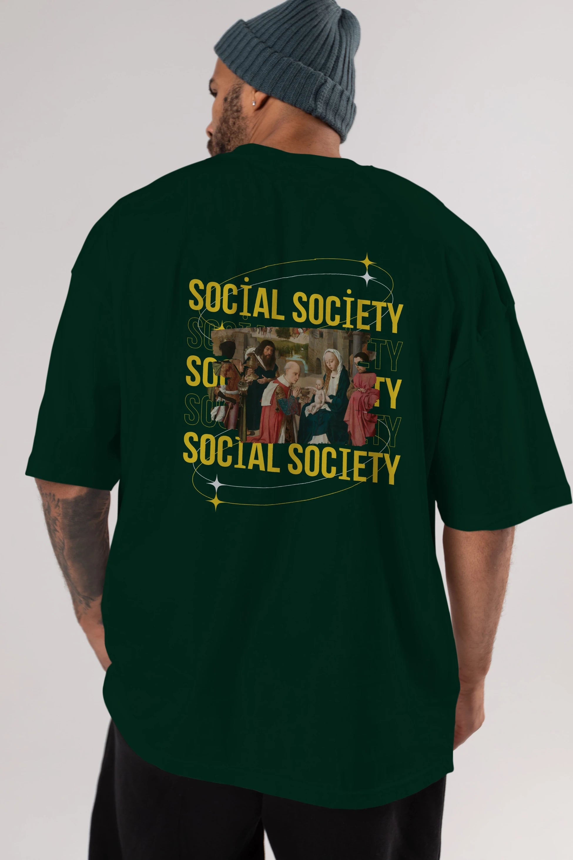 Social Society Yazılı Arka Baskılı Oversize t-shirt Erkek Kadın Unisex