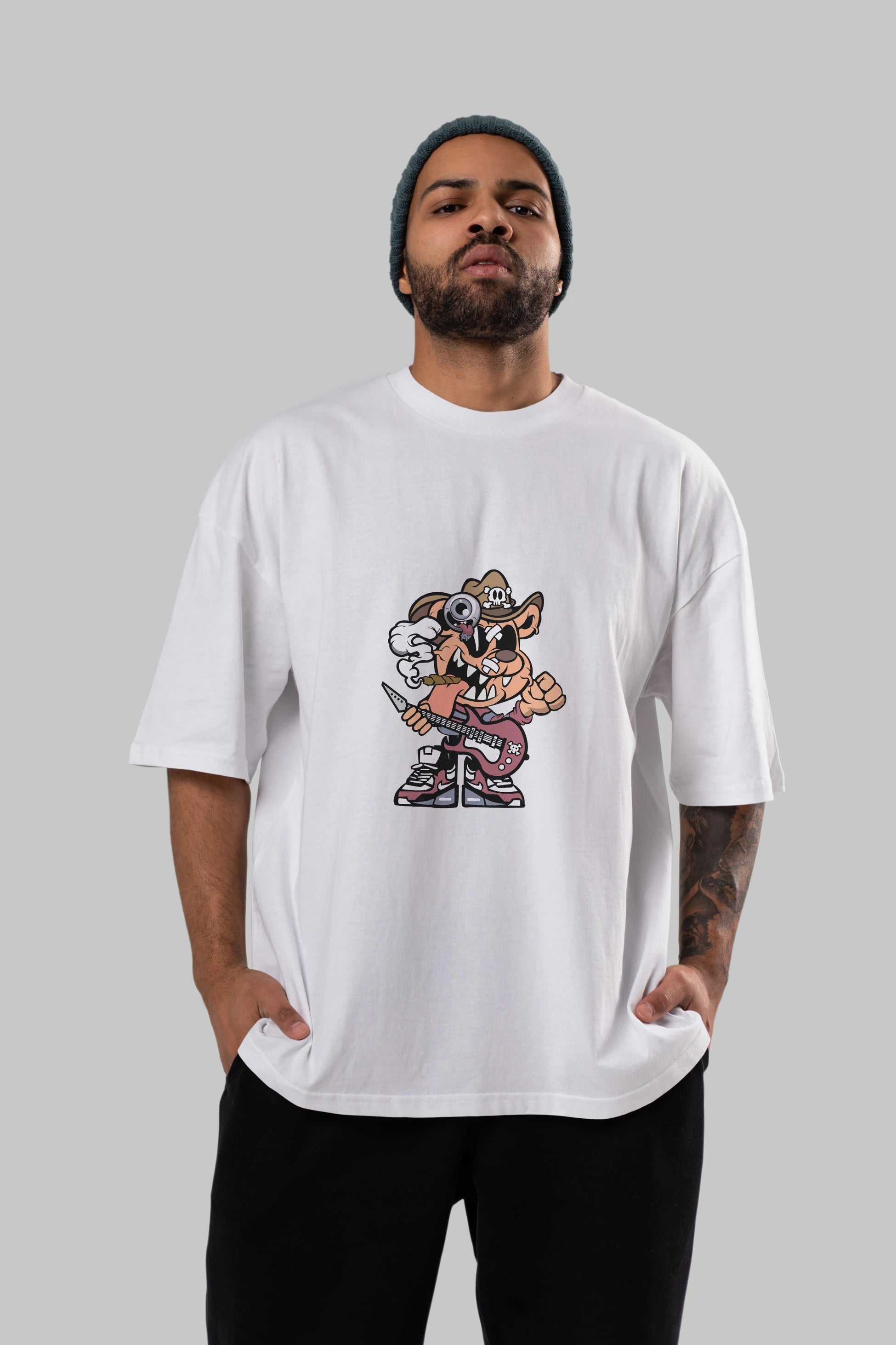 Freddy Bear Ön Baskılı Oversize t-shirt Erkek Kadın Unisex %100 Pamuk tişort