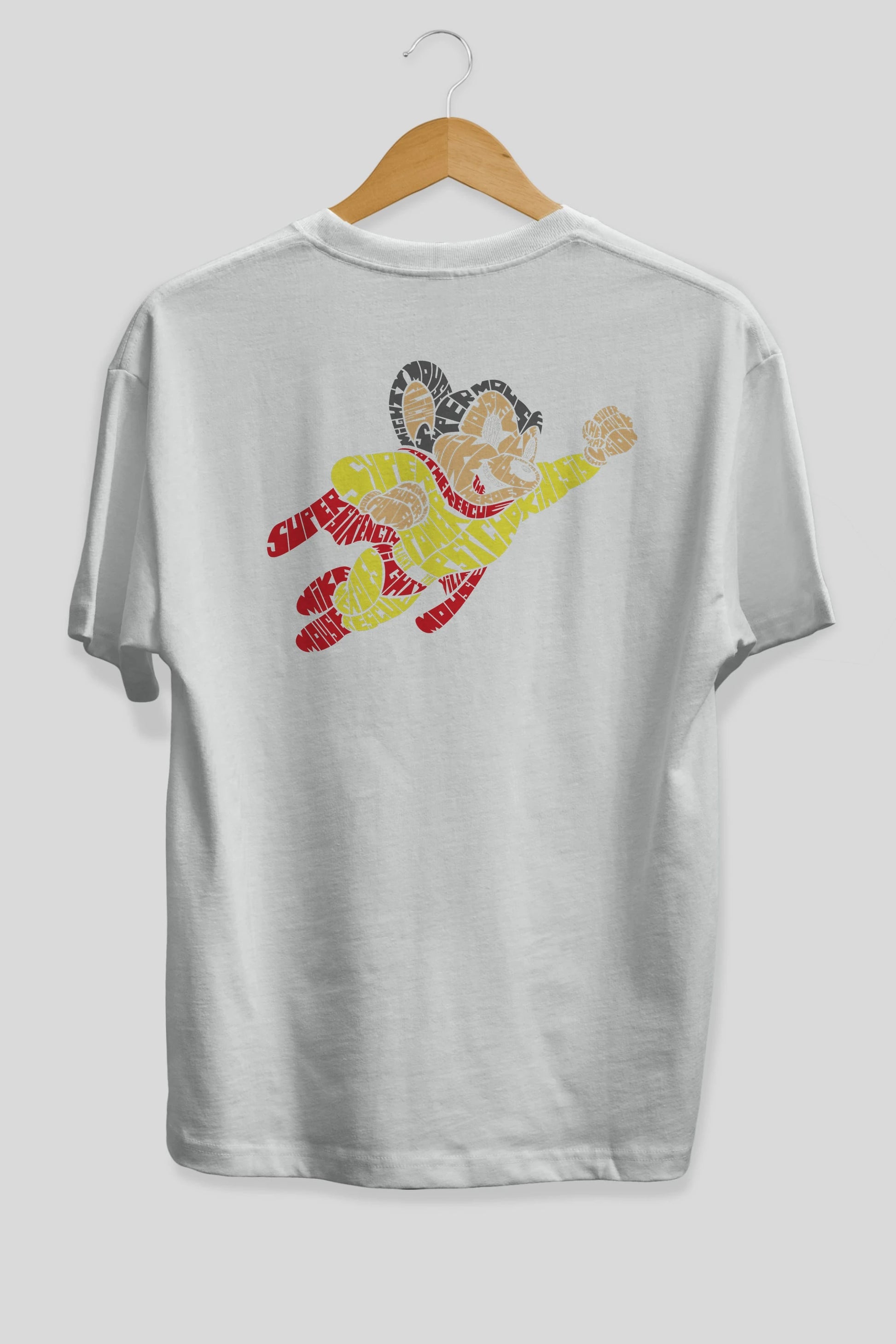 Mighty Mouse Arka Baskılı Oversize t-shirt %100 pamuk Erkek Kadın Unisex