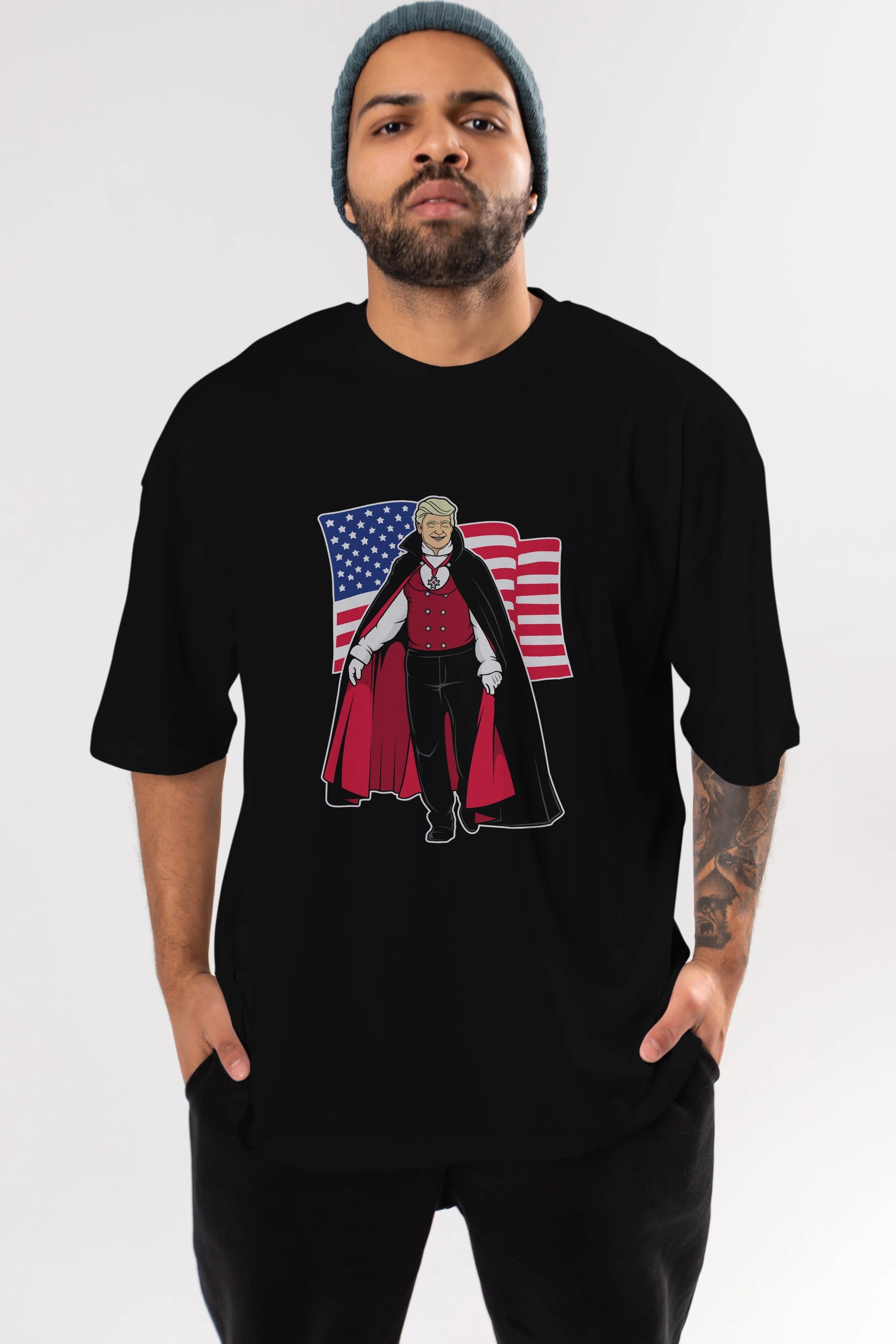 Trump Dracula Ön Baskılı Oversize t-shirt Erkek Kadın Unisex %100 Pamuk tişort
