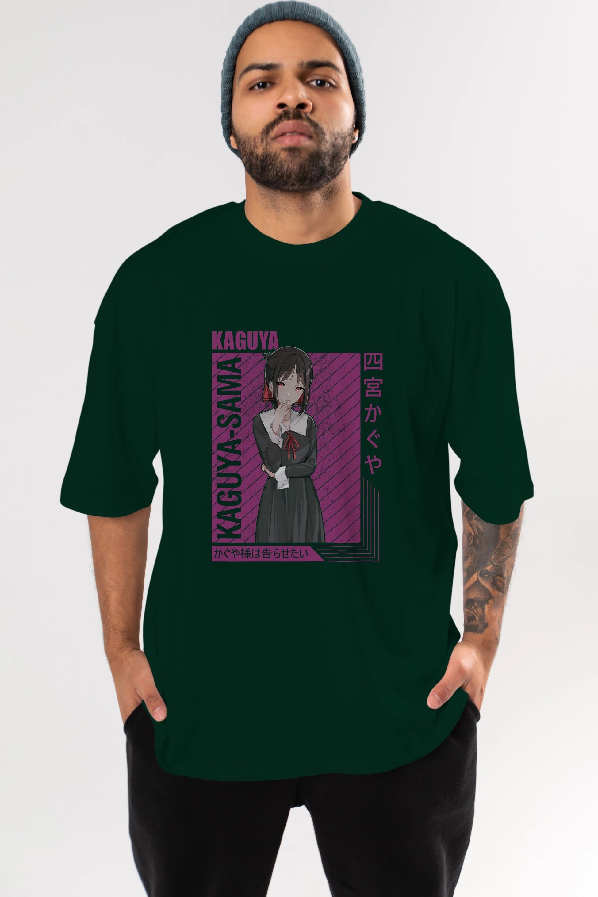 Kaguya Shinomiya 4 1 Anime Ön Baskılı Oversize t-shirt %100 pamuk Erkek Kadın Unisex