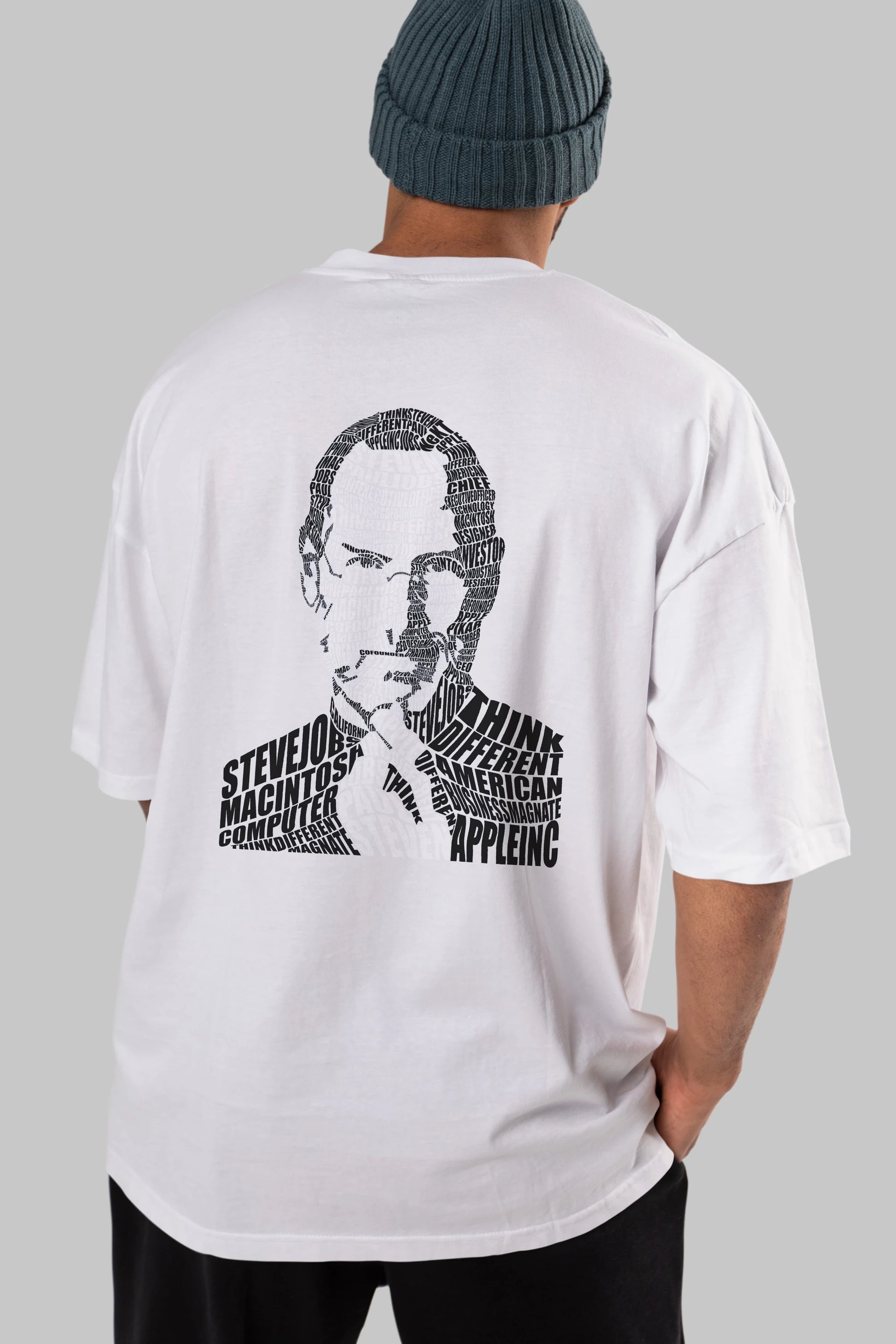 Steve Jobs Calligram Arka Baskılı Oversize t-shirt %100 pamuk Erkek Kadın Unisex