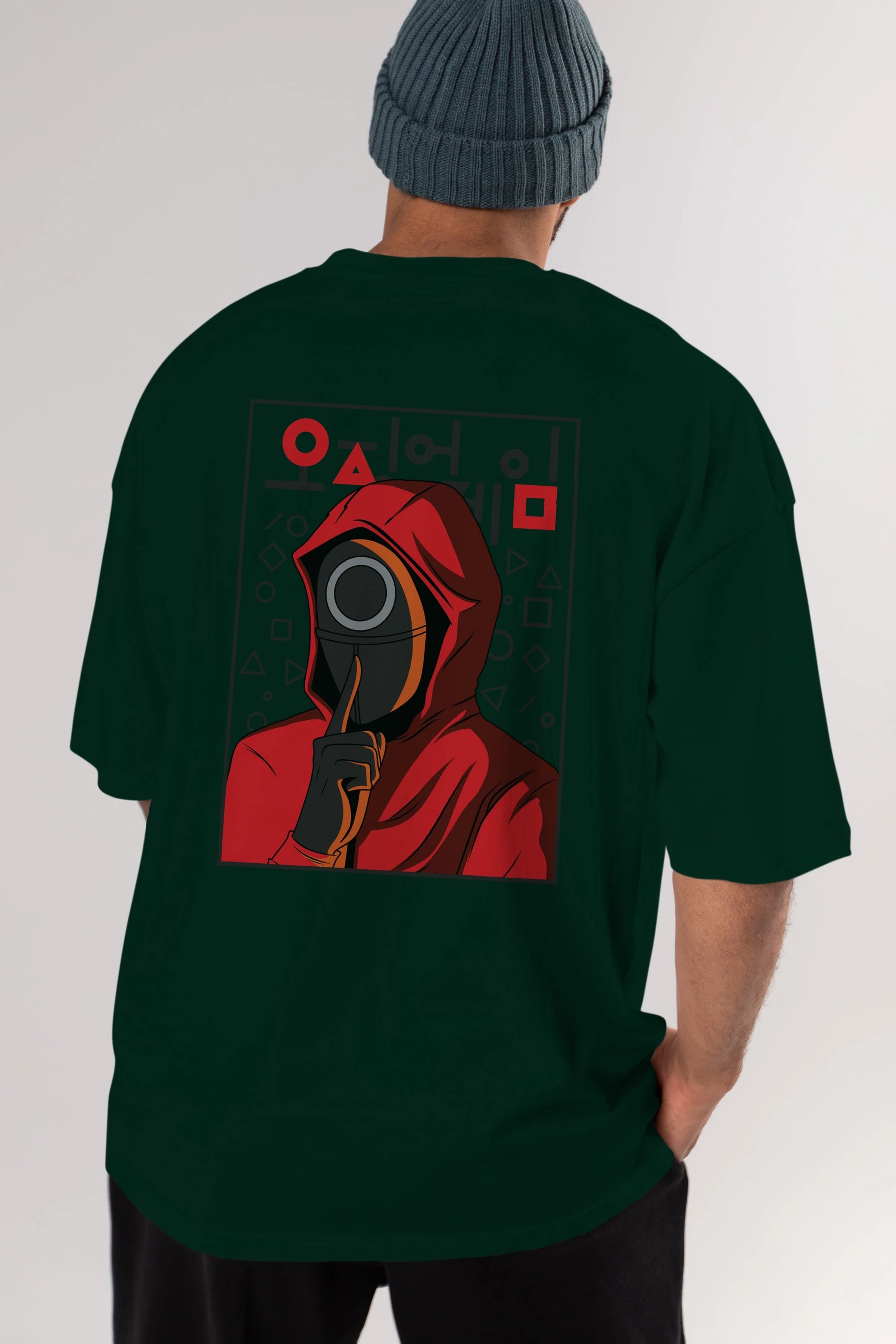Squid Game (5) Arka Baskılı Oversize t-shirt Erkek Kadın Unisex %100 Pamuk Bisiklet Yaka tişort