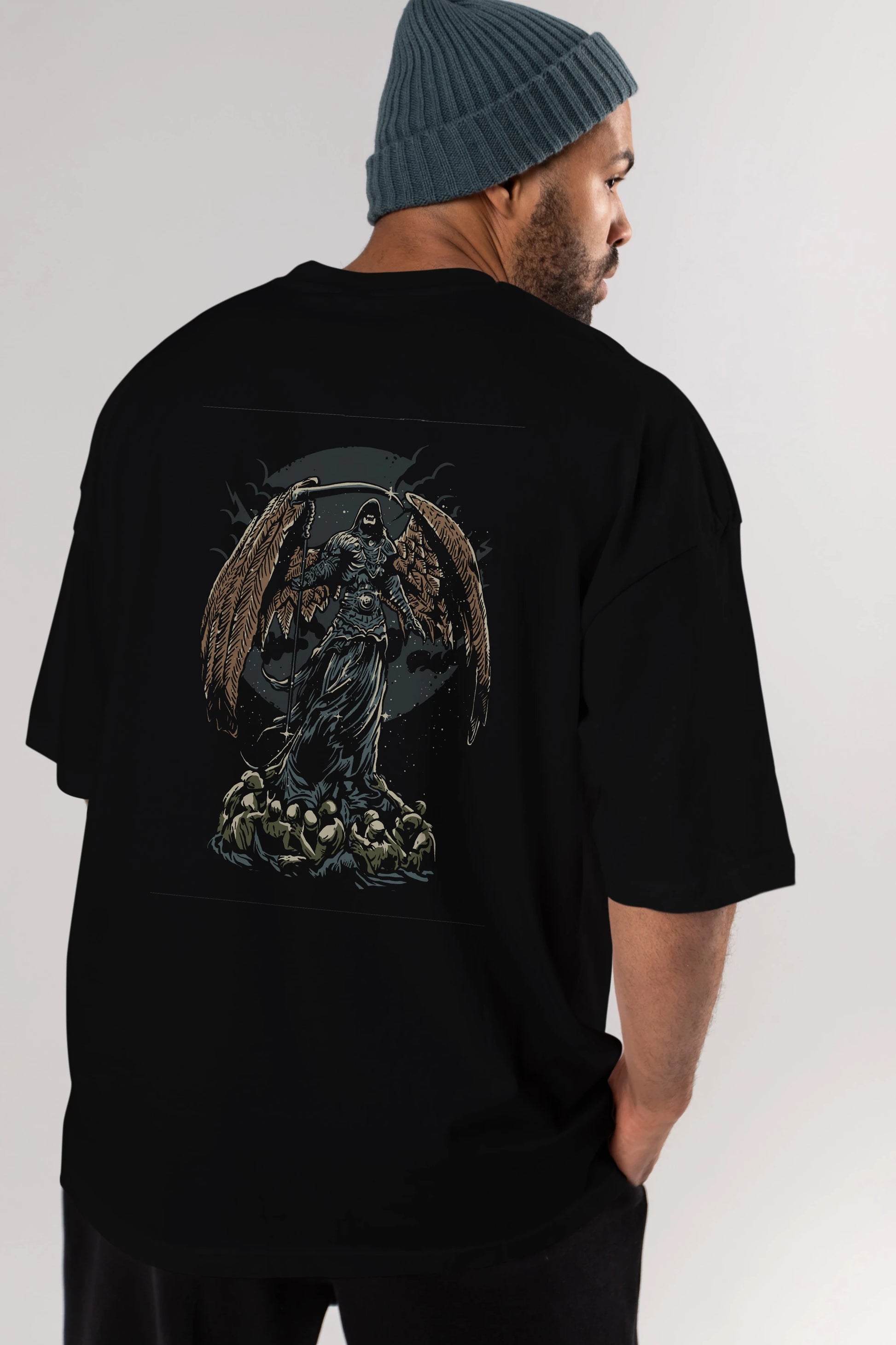 Darkness Arka Baskılı Oversize t-shirt Erkek Kadın Unisex %100 Pamuk