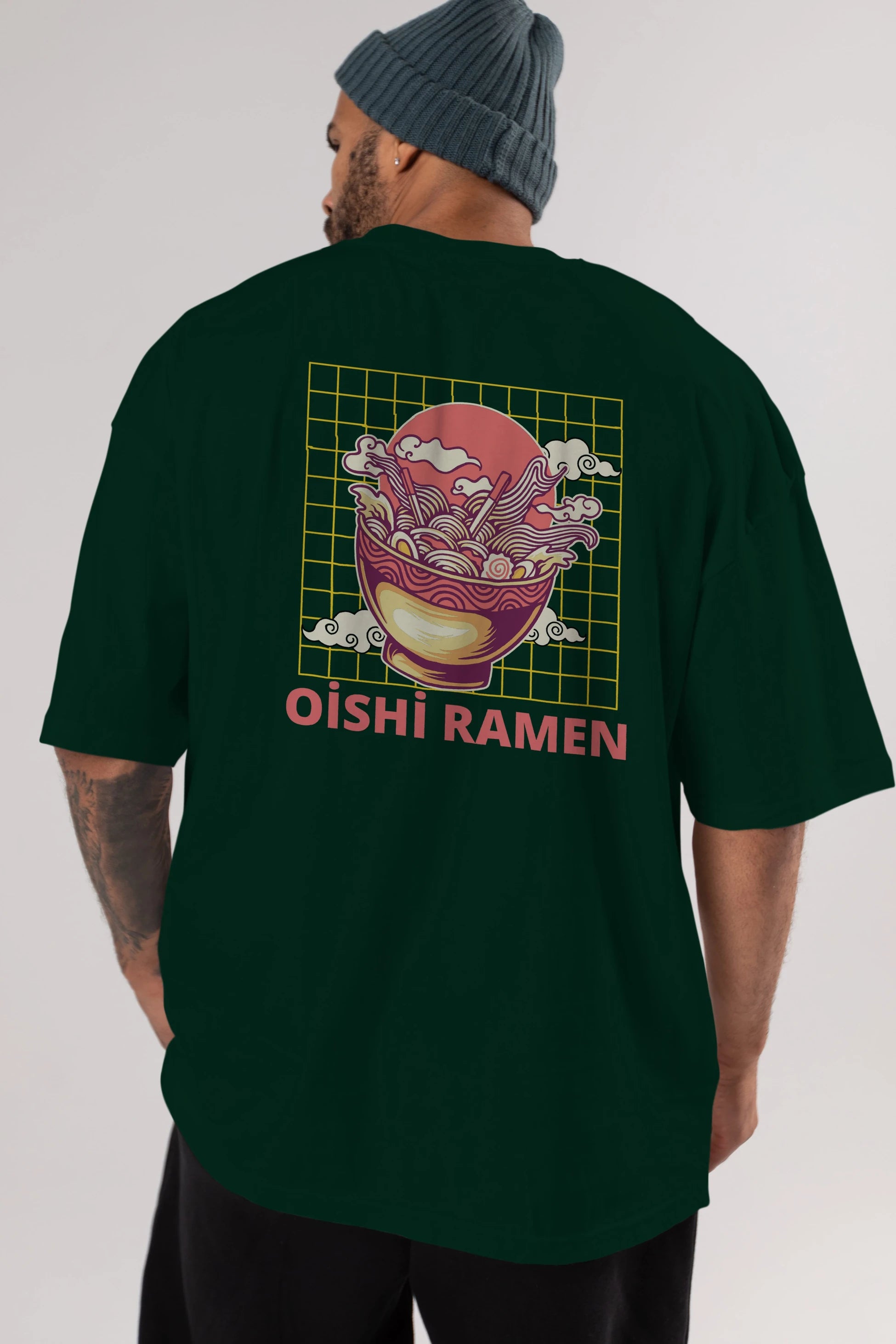 Oishi Ramen Yazılı Arka Baskılı Oversize t-shirt Erkek Kadın Unisex