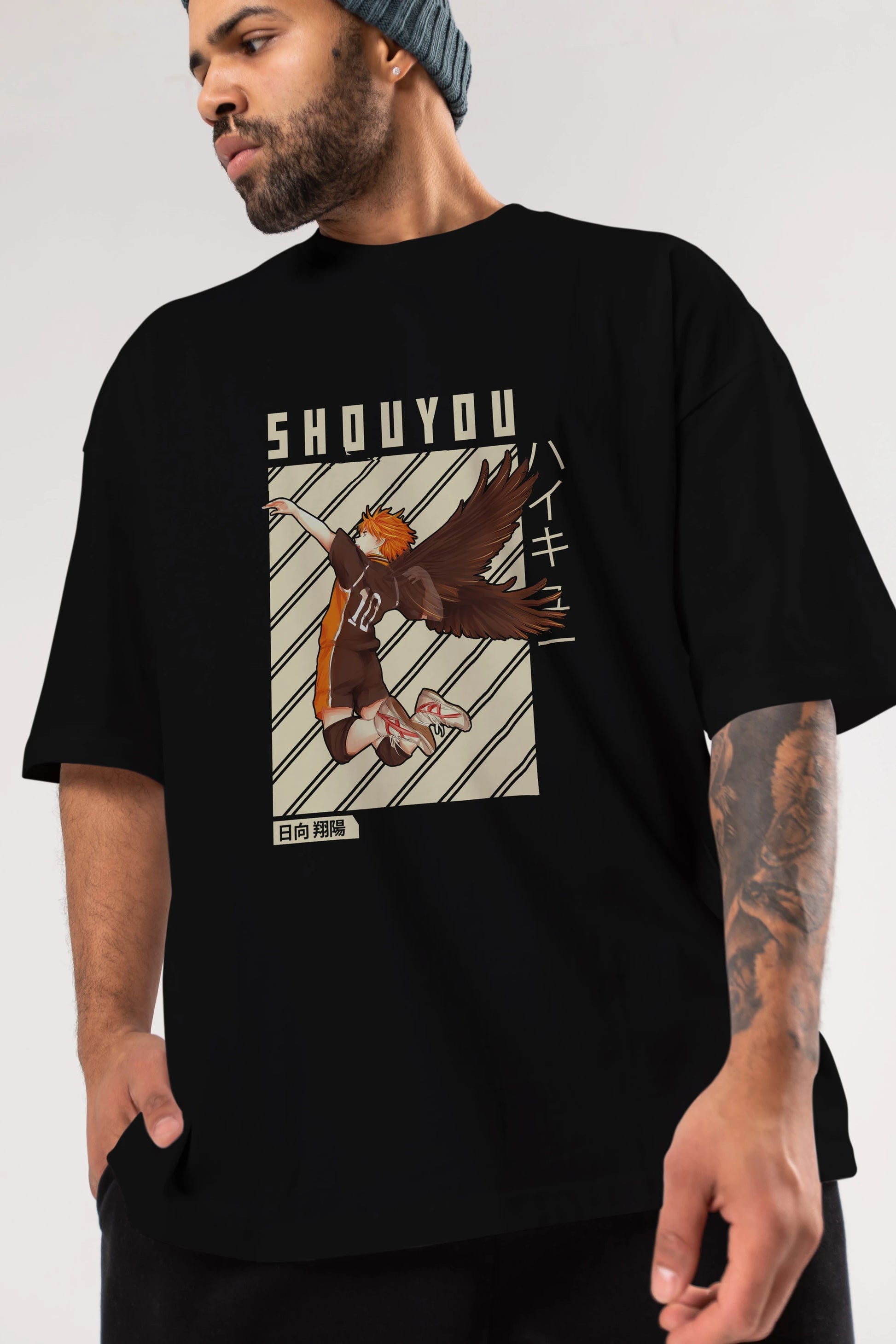 Shouyou Hinata 3 Anime Ön Baskılı Oversize t-shirt %100 pamuk Erkek Kadın Unisex