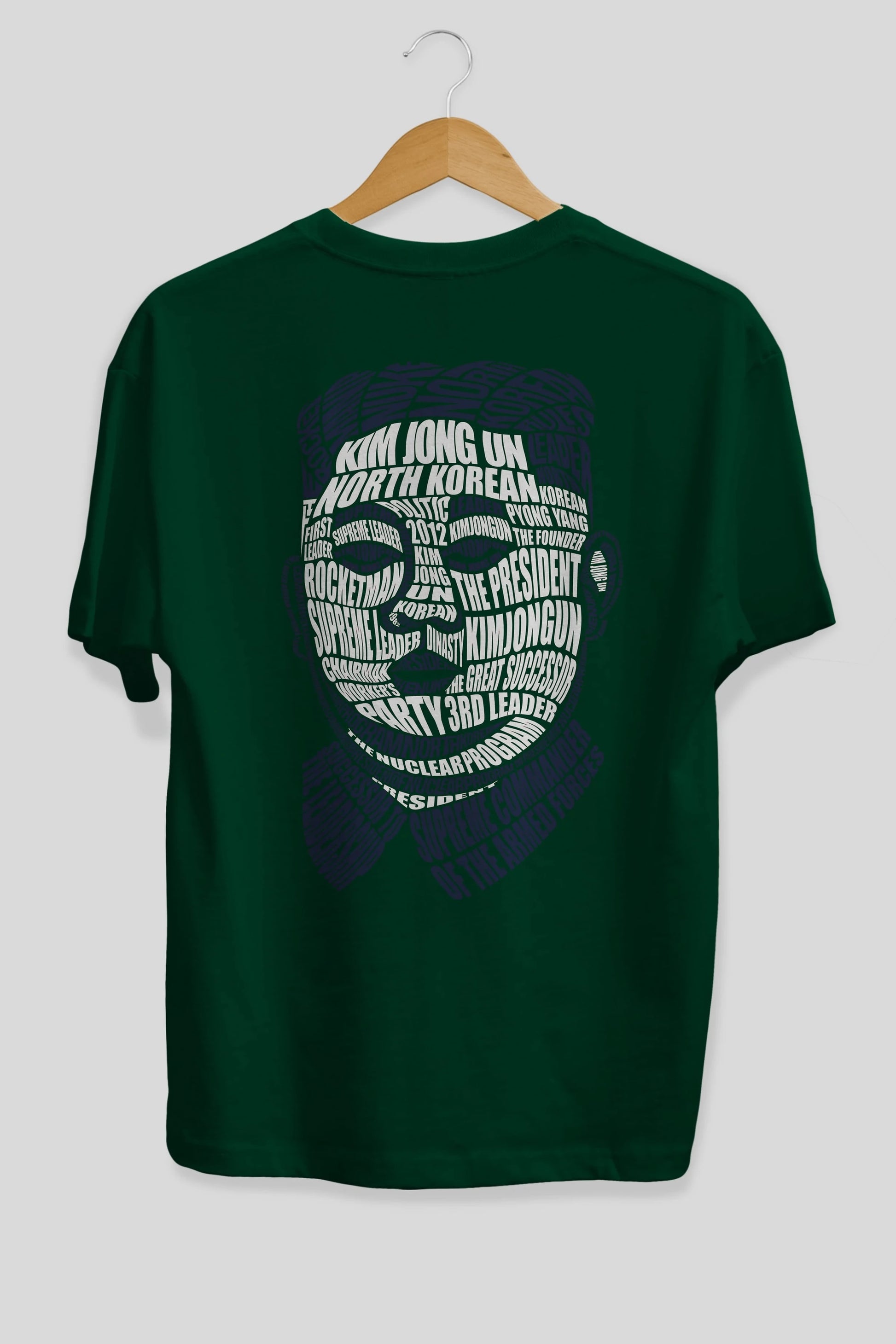 Kim Jong Un Calligram Arka Baskılı Oversize t-shirt %100 pamuk Erkek Kadın Unisex