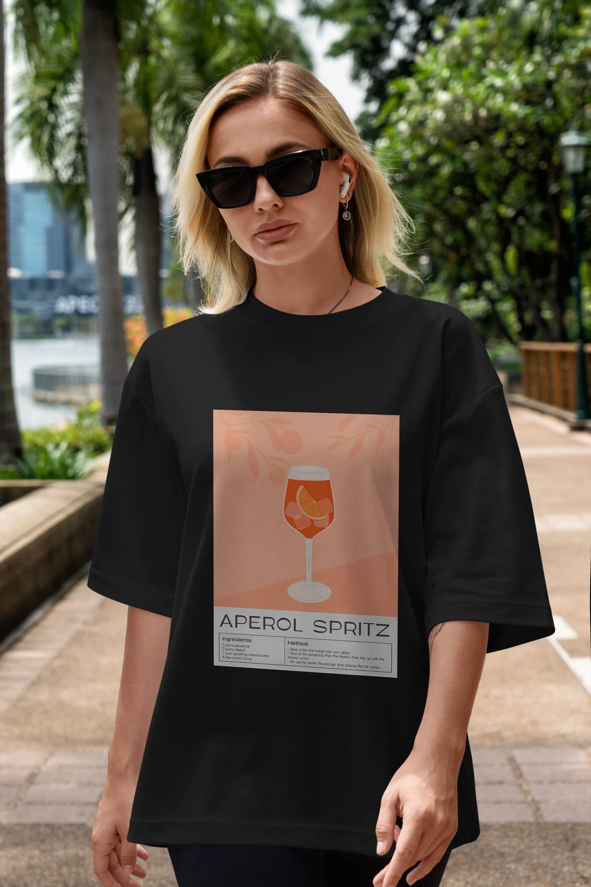 Aperol Spritz 7 Ön Baskılı Oversize t-shirt Erkek Kadın Unisex %100 Pamuk Bisiklet Yaka tişort