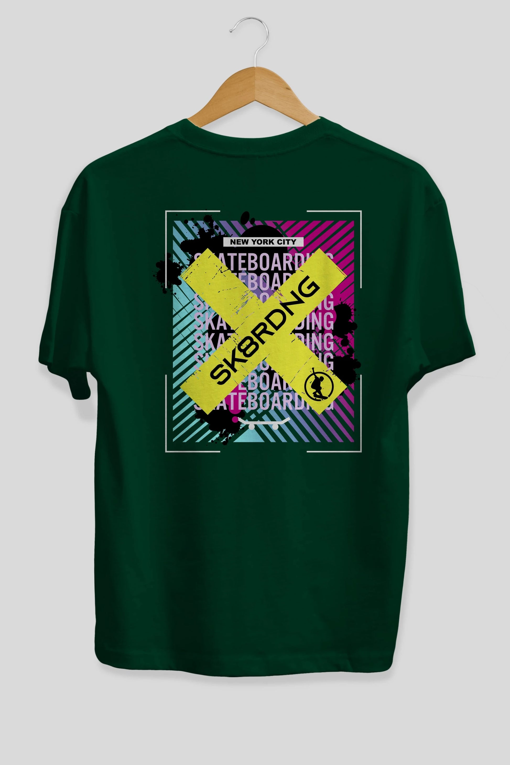 Skatebording Arka Baskılı Oversize t-shirt Erkek Kadın Unisex