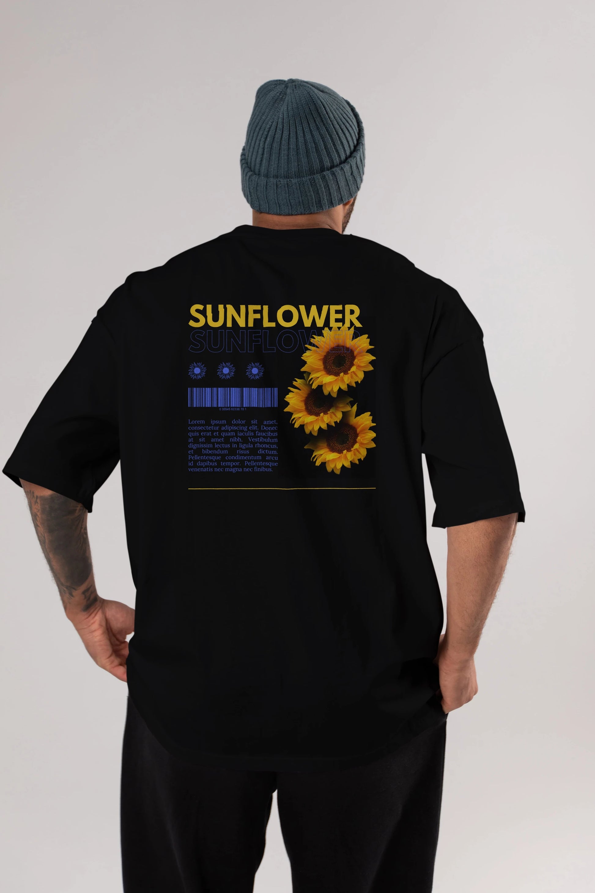 Sunflower Arka Baskılı Oversize t-shirt Erkek Kadın Unisex