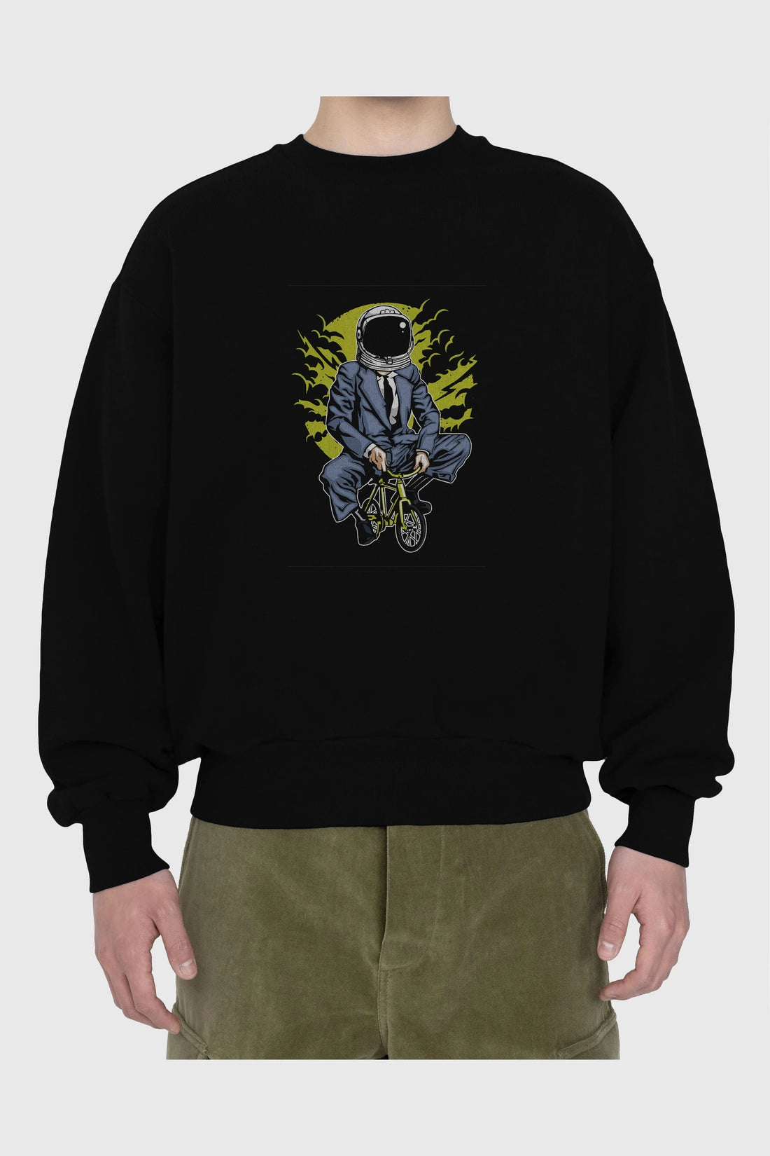 Bike To The Moon Ön Baskılı Oversize Sweatshirt Erkek Kadın Unisex