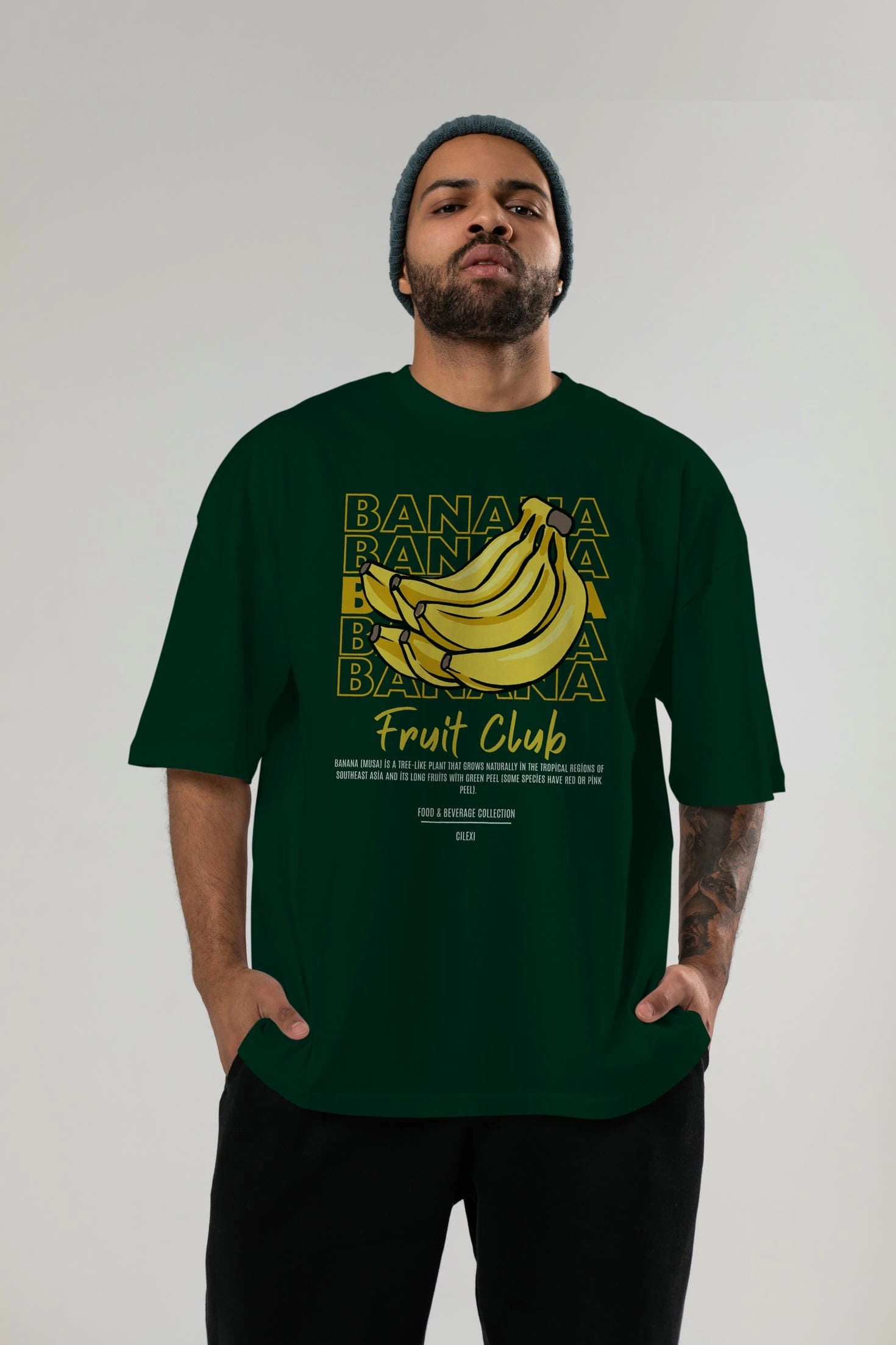 Banana Ön Baskılı Oversize t-shirt Erkek Kadın Pamuk Bisiklet Yaka tişort