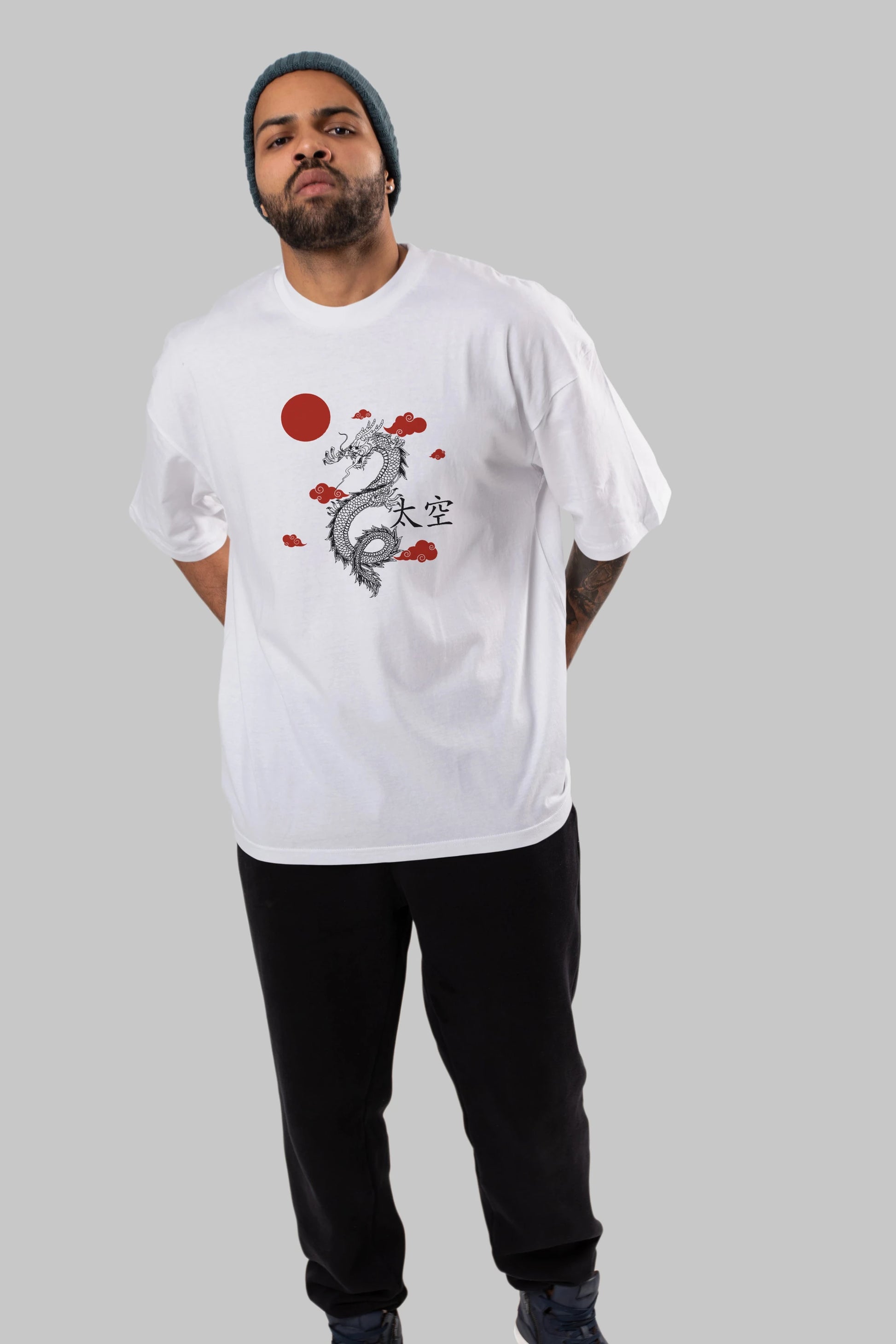 Chinese Dragon Ön Baskılı Oversize t-shirt Erkek Kadın Unisex