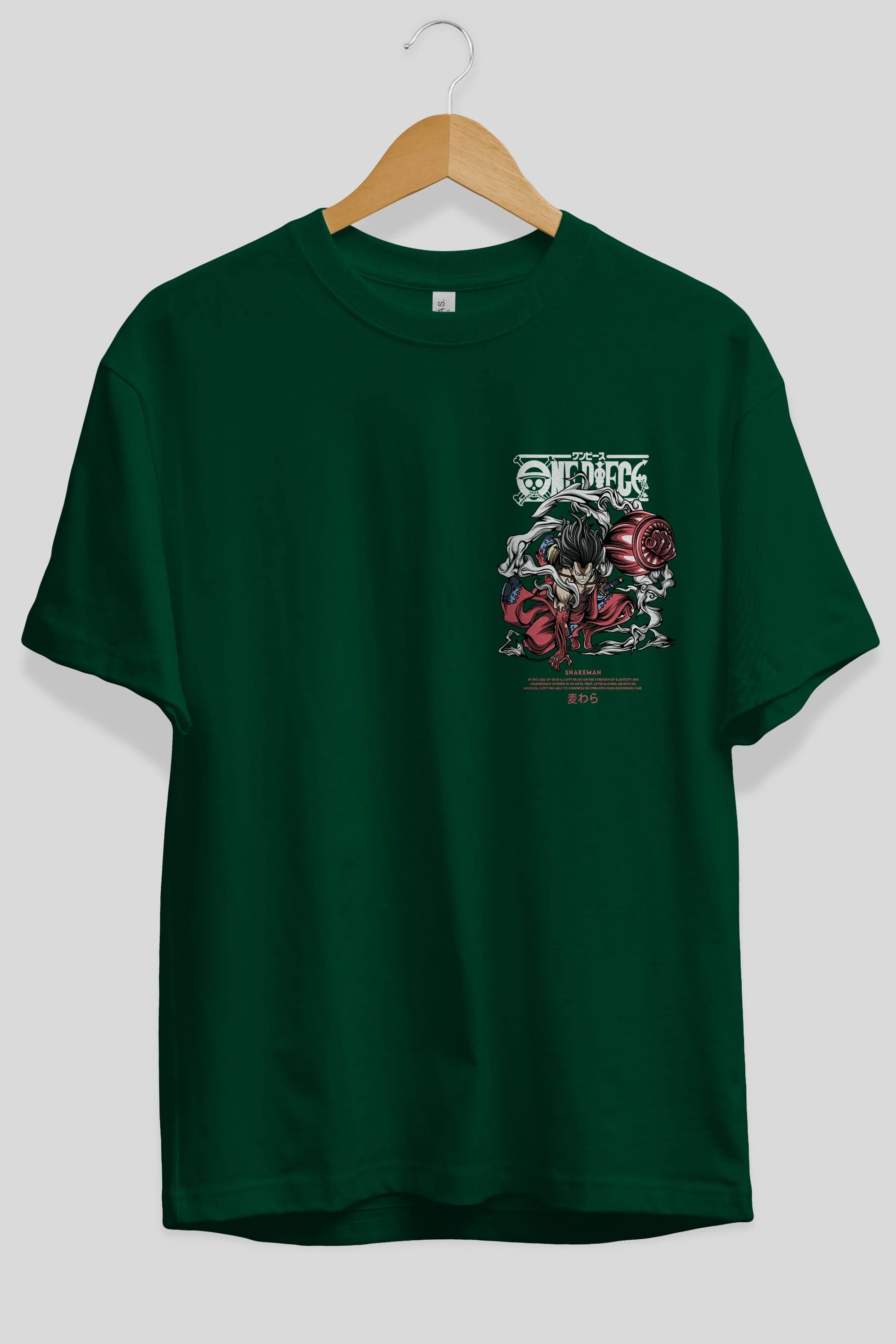 One Piece Snakeman Ön Sol Baskılı Oversize t-shirt Erkek Kadın Unisex %100 Pamuk Bisiklet Yaka tişort