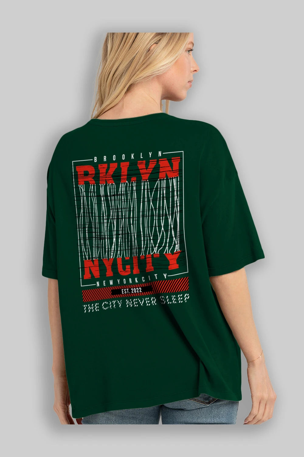 Brooklyn New York City Arka Baskılı Oversize t-shirt Erkek Kadın Unisex