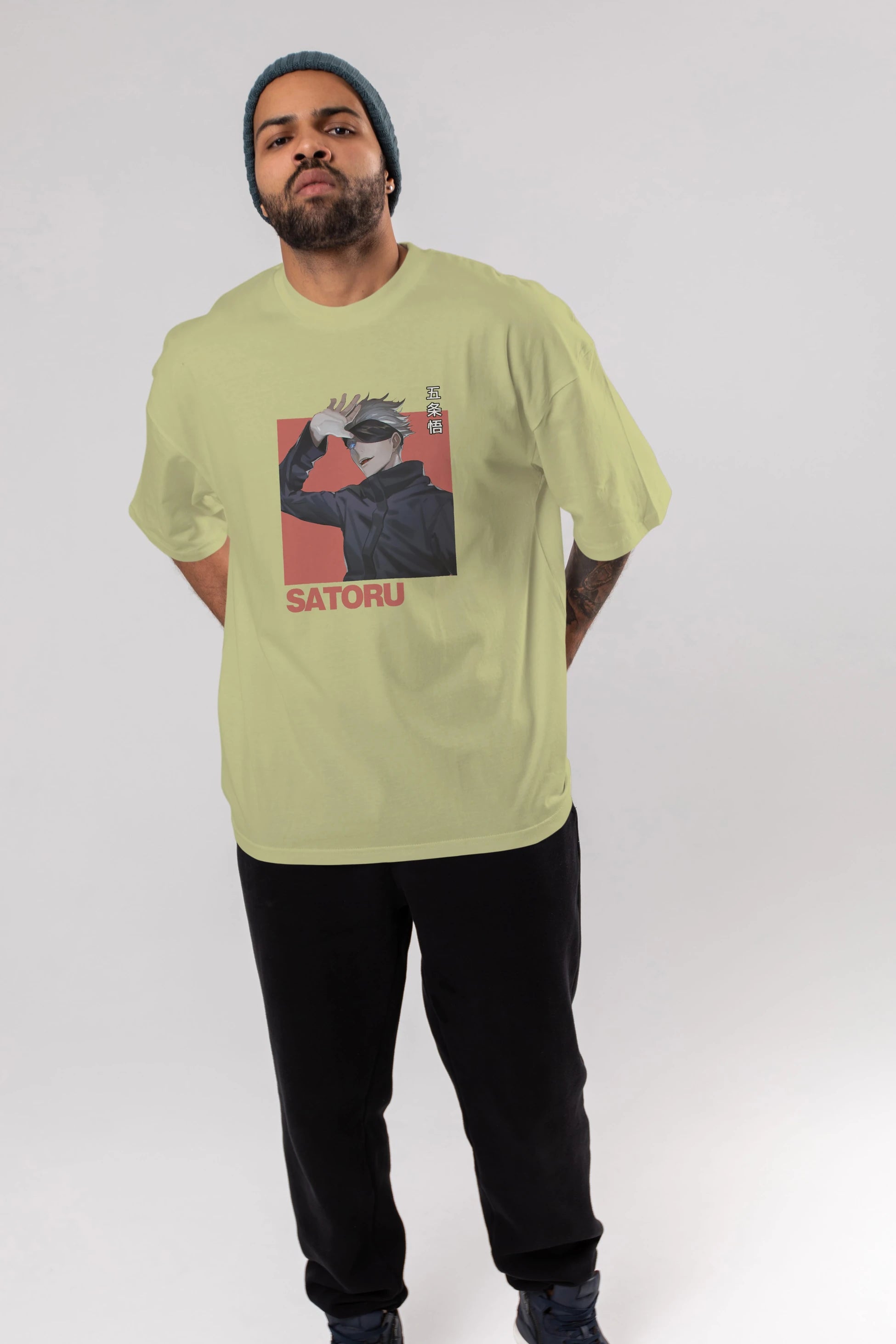 SATORU GOJO 2 Anime Ön Baskılı Oversize t-shirt %100 pamuk Erkek Kadın Unisex
